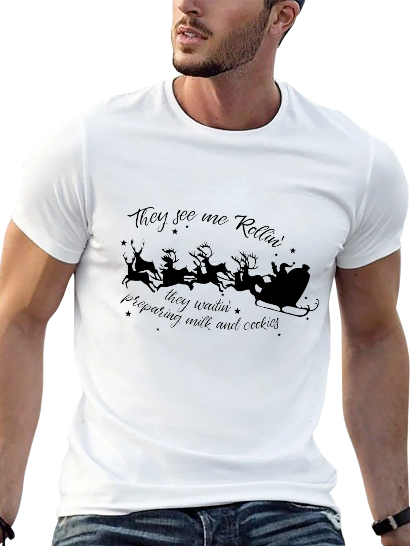 Christmas Santas Rollin Black T-Shirt