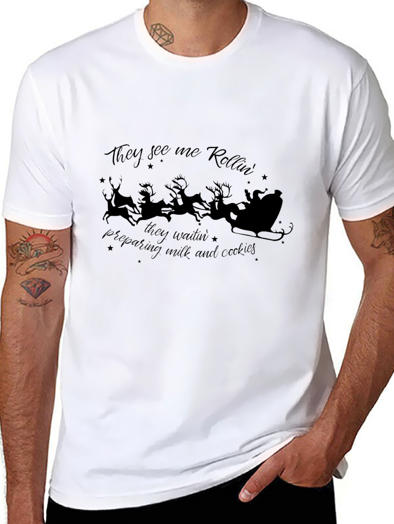 Christmas Santas Rollin Black T-Shirt