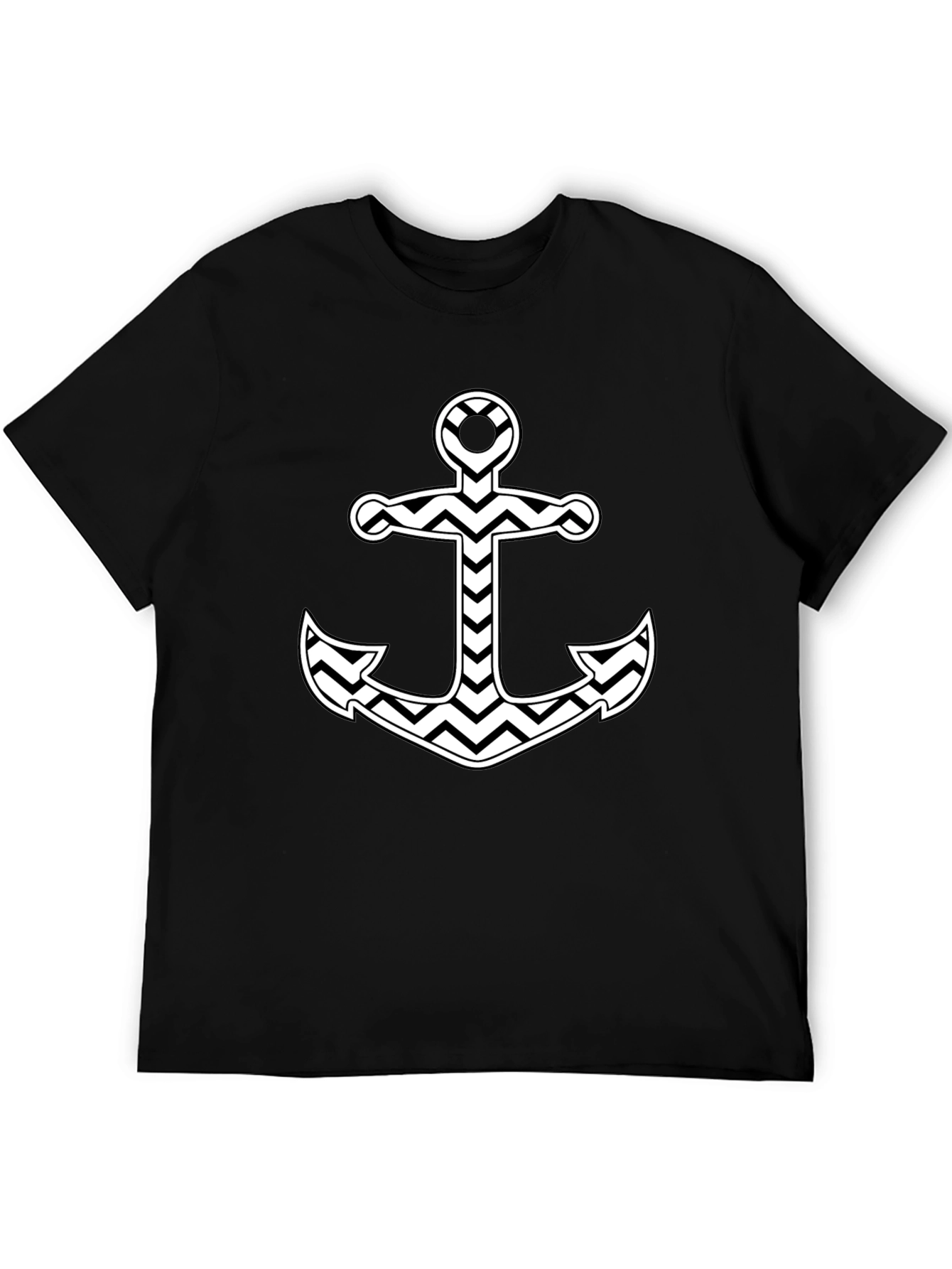 Nautical Anchor Chevron T-Shirt - Black