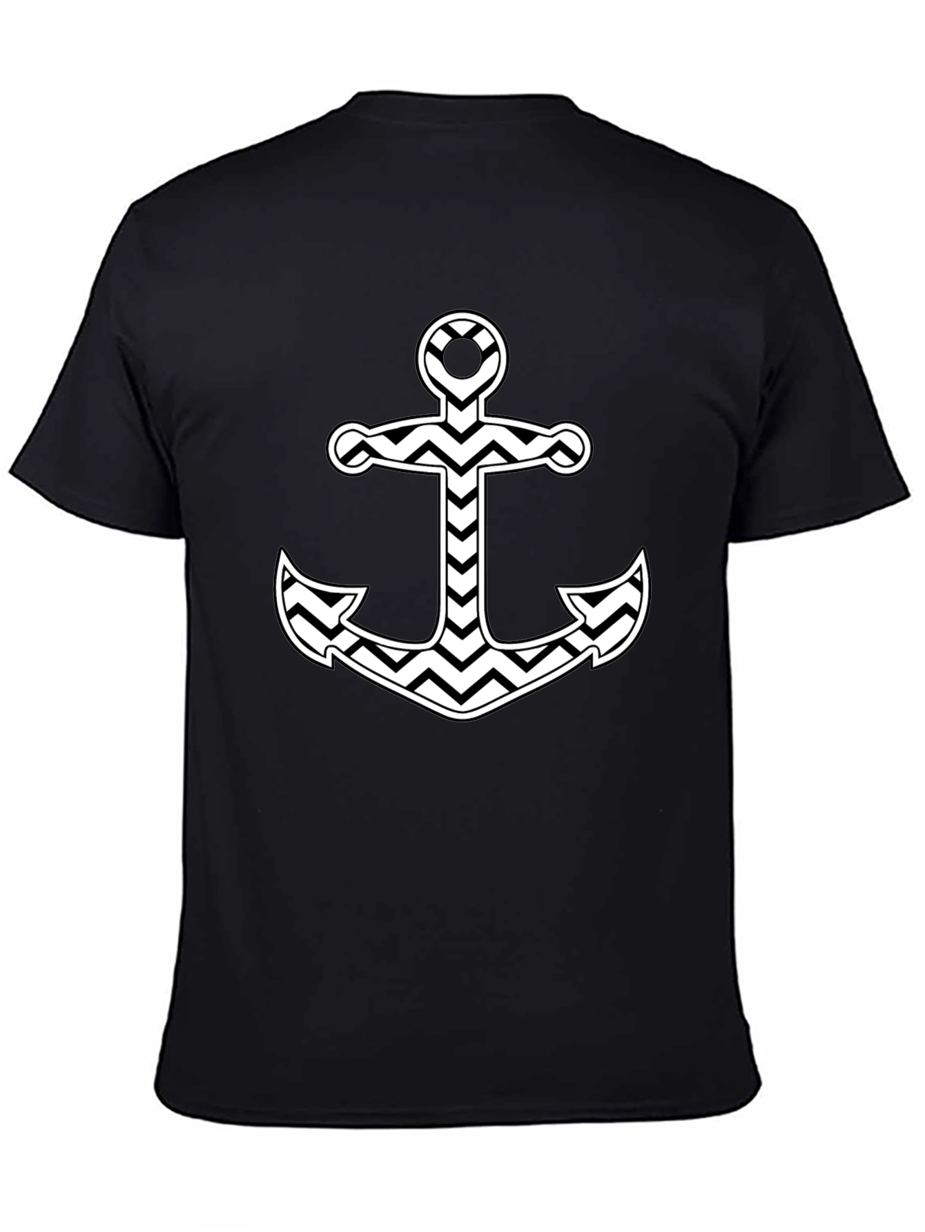 Nautical Anchor Chevron T-Shirt - Black