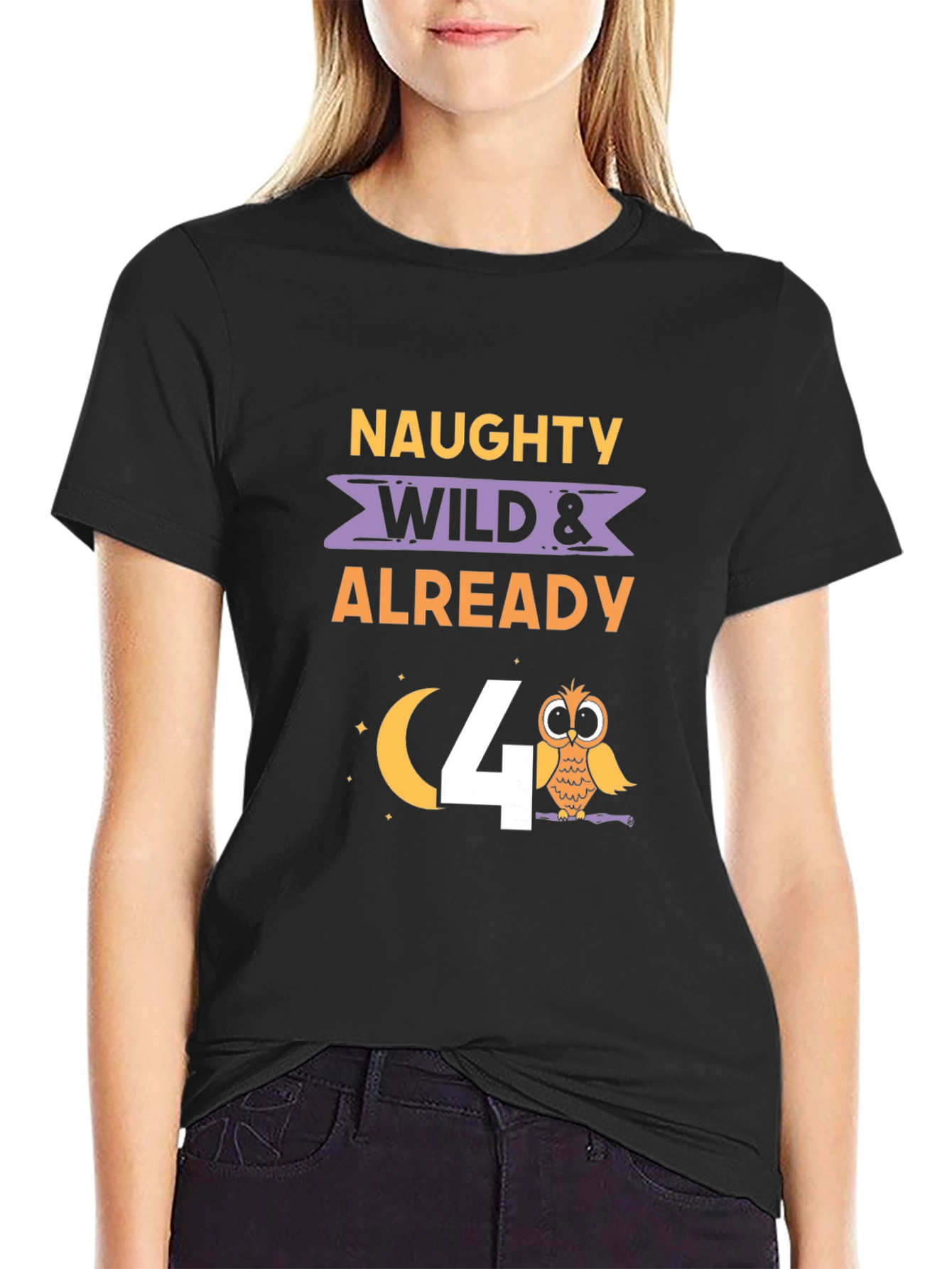 Naughty Wild & Already 4 Owl Birthday Shirt