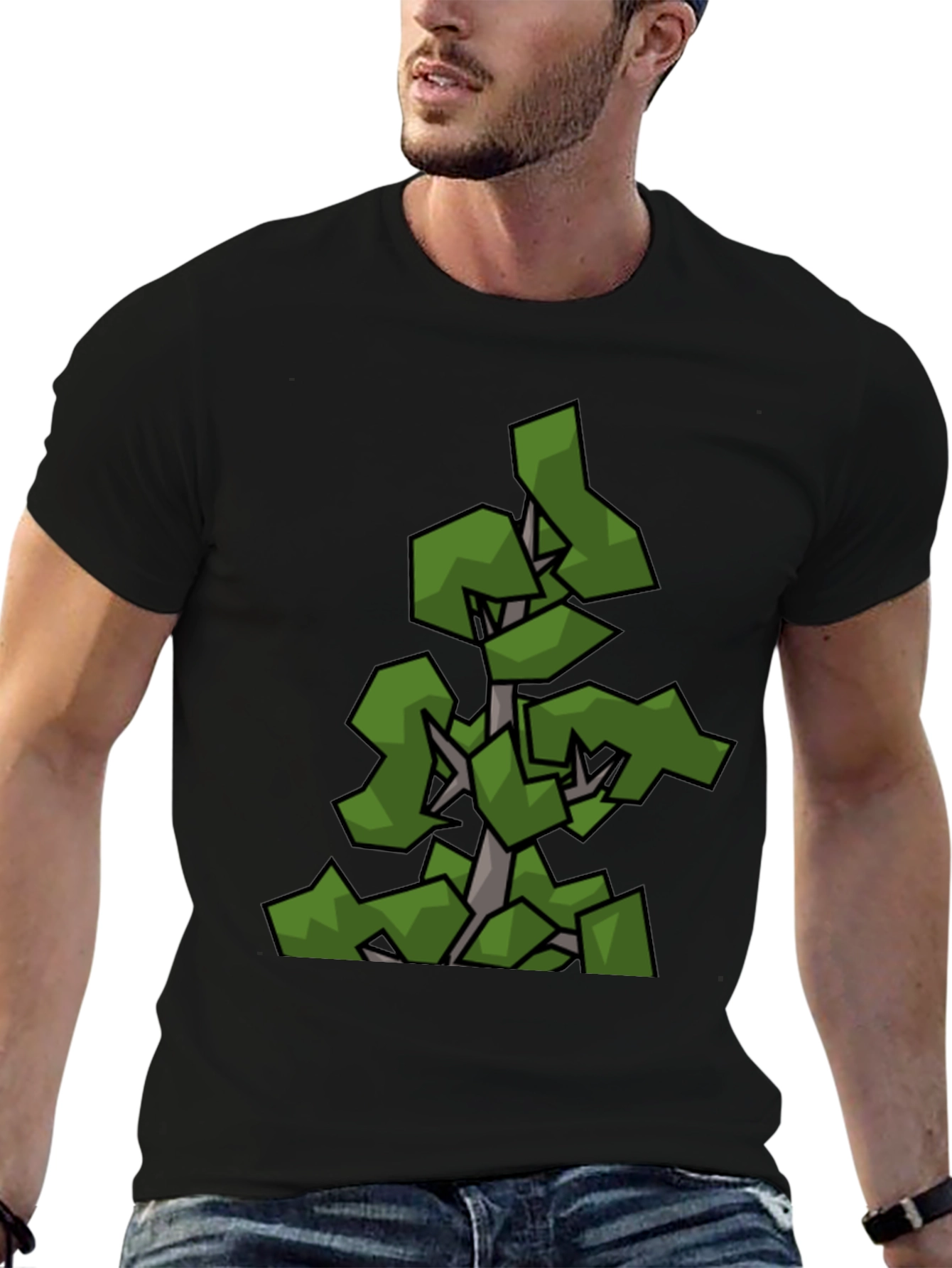 Geometric Tree Graphic Black T-Shirt
