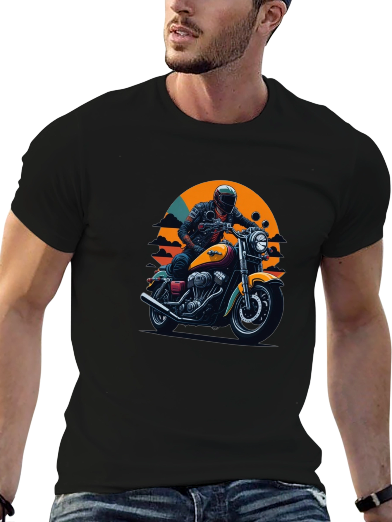 Retro Motorcycle Graphic T-Shirt