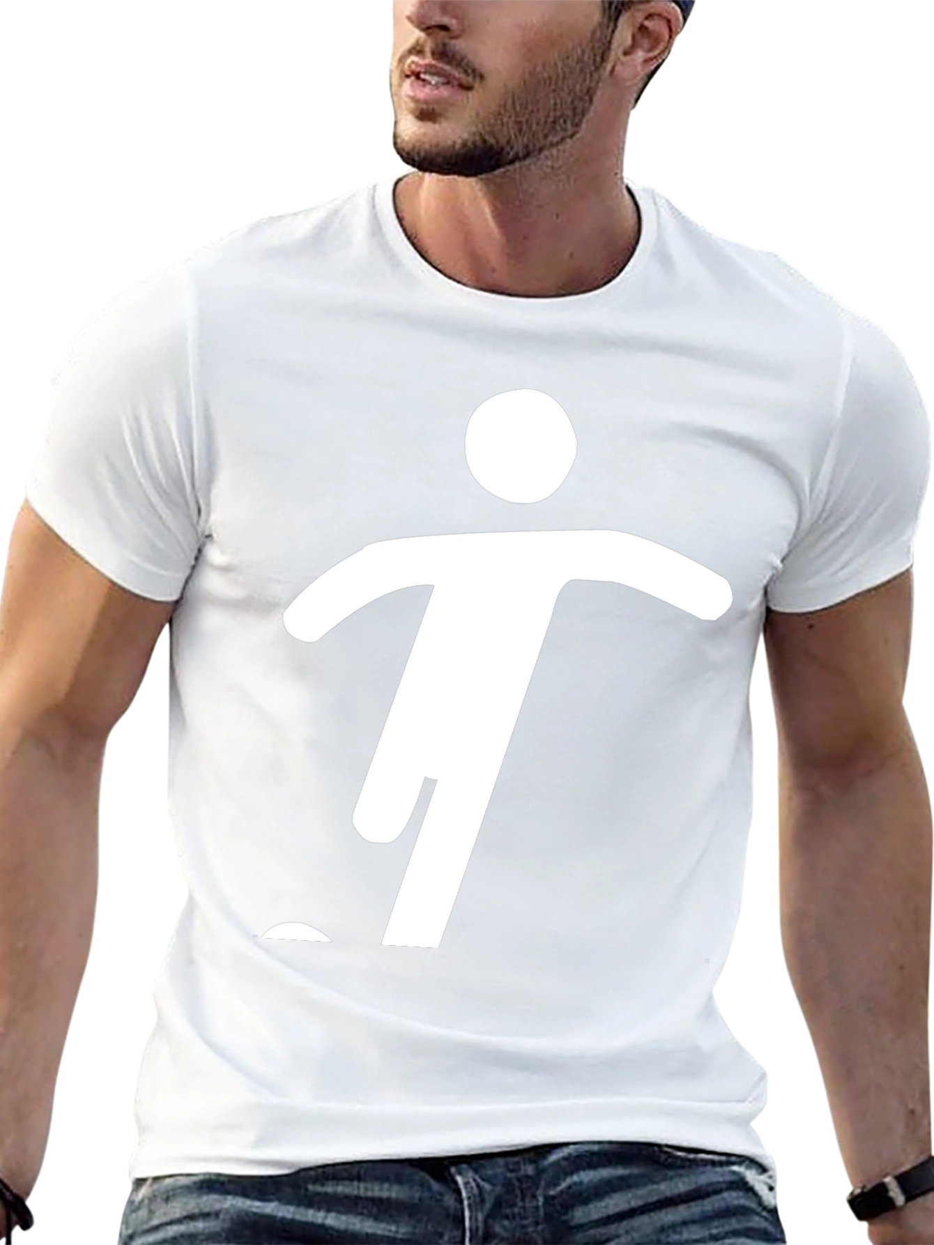Mens Black Graphic Tee - Stick Figure Design