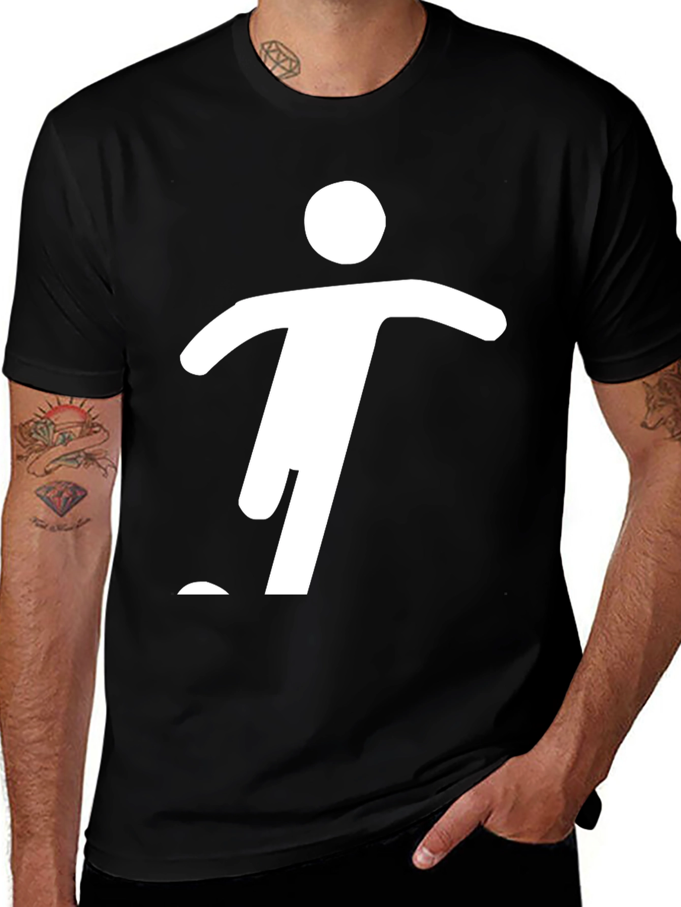 Mens Black Graphic Tee - Stick Figure Design