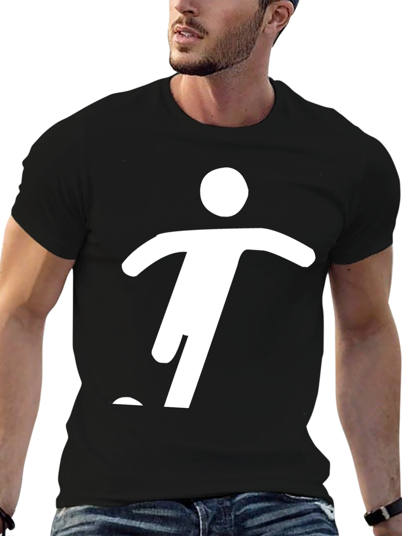 Mens Black Graphic Tee - Stick Figure Design