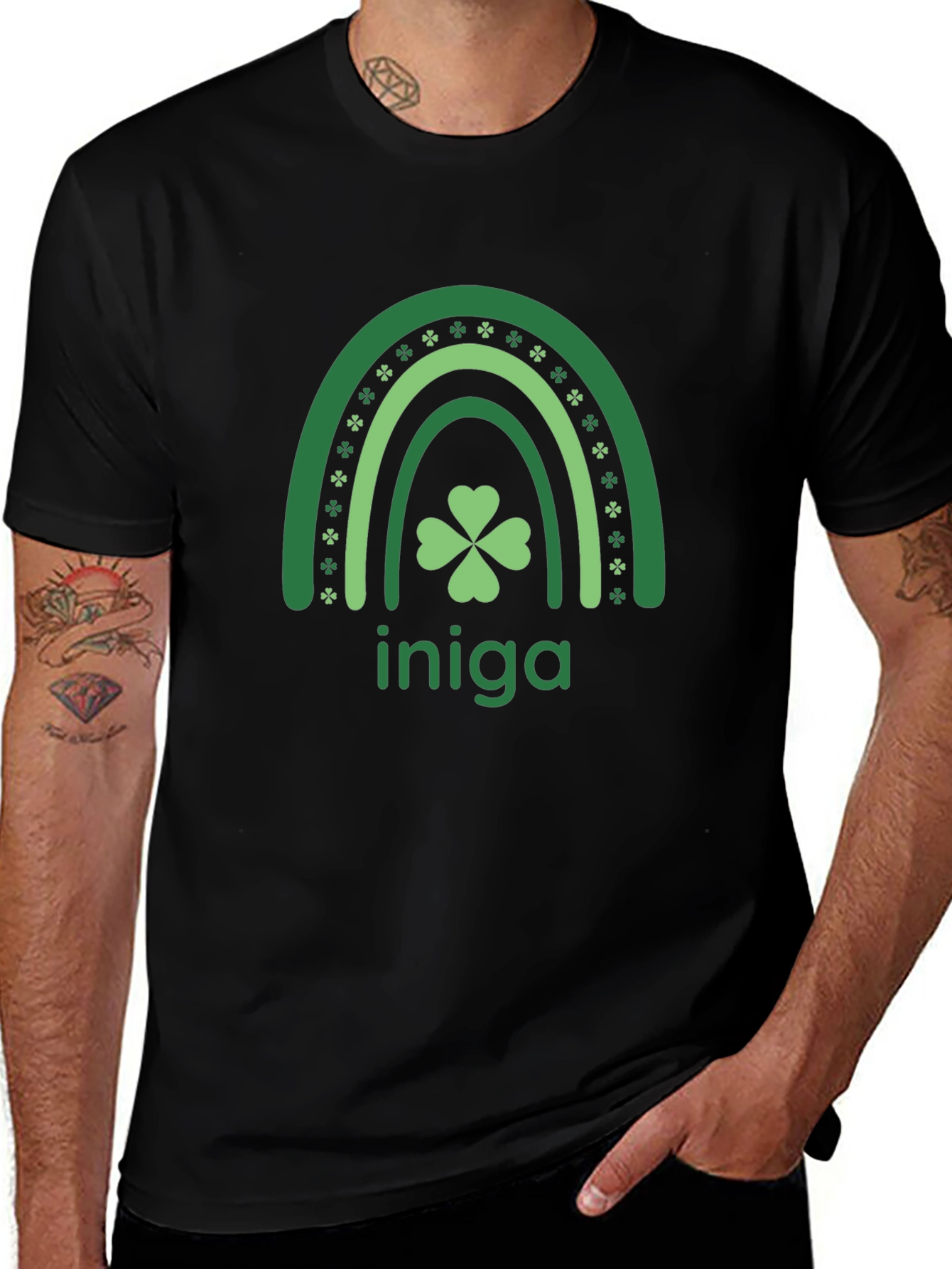 St. Patricks Day Iniga Rainbow Shamrock T-Shirt