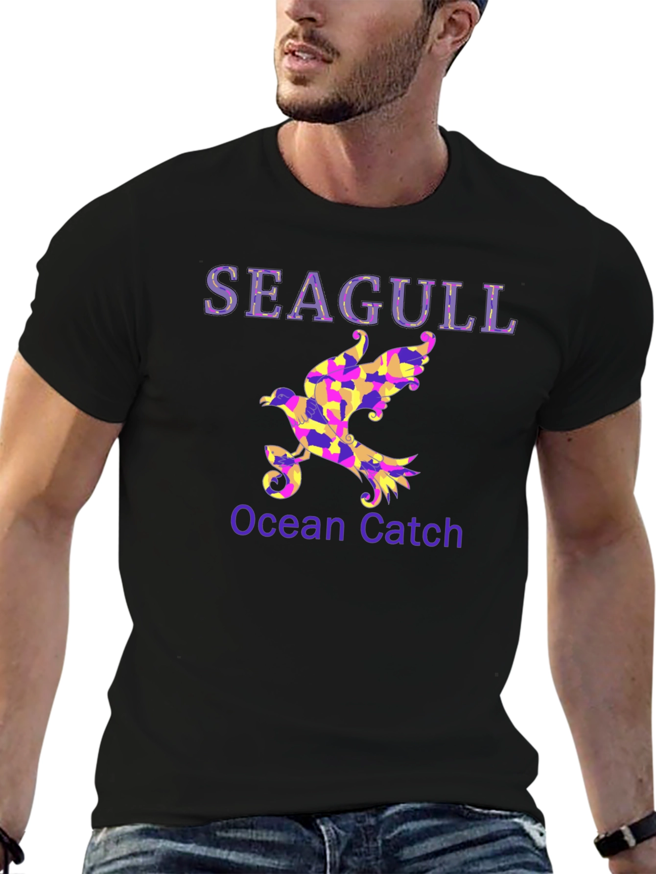 Seagull Ocean Catch Graphic T-Shirt