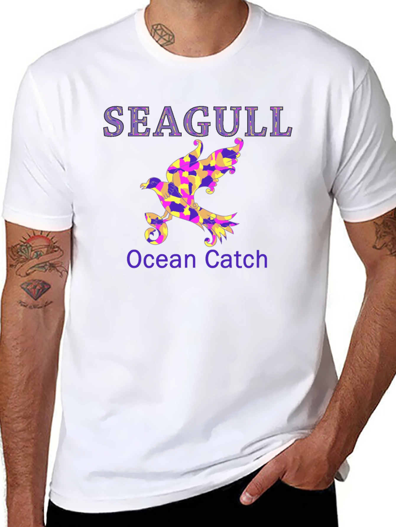 Seagull Ocean Catch Graphic T-Shirt