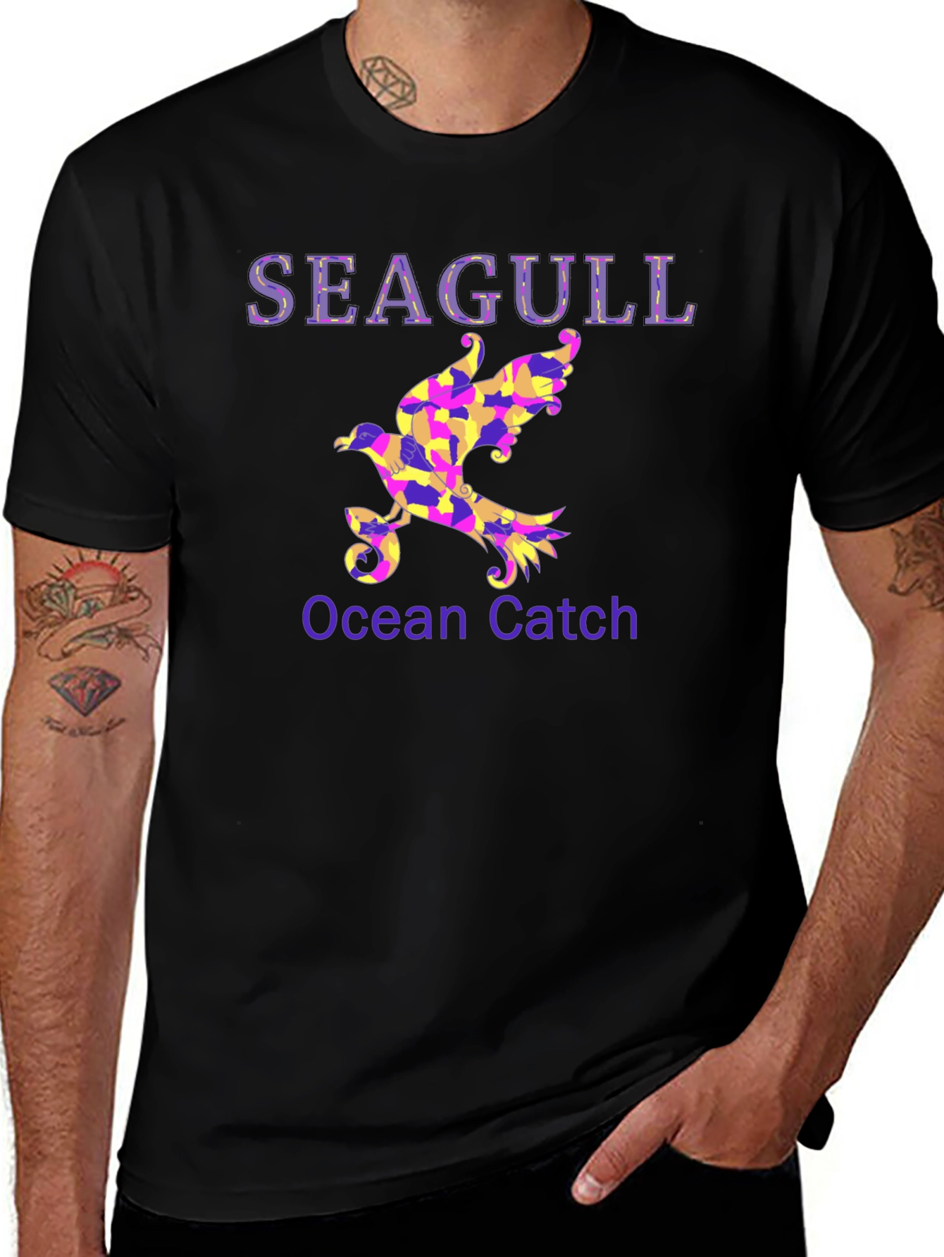 Seagull Ocean Catch Graphic T-Shirt