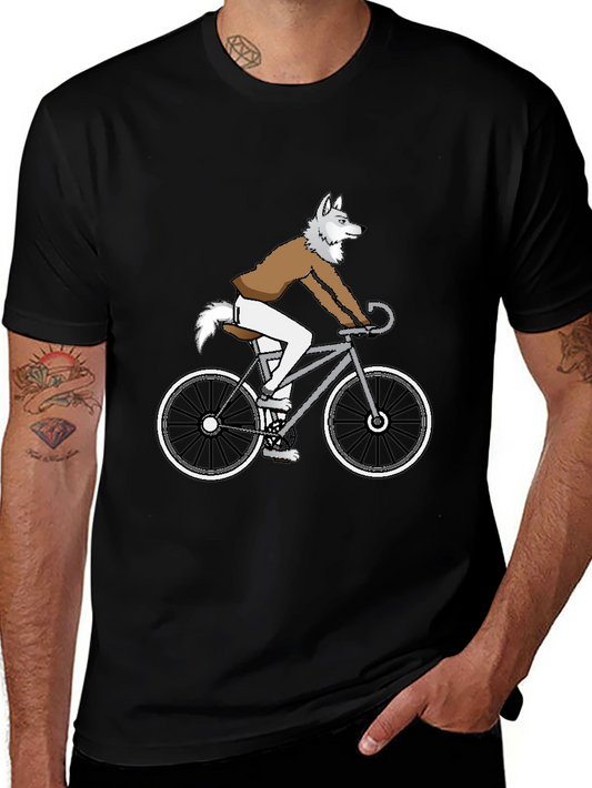 Wolf on Bike Graphic Tee - Stylish Animal Lovers T-Shirt