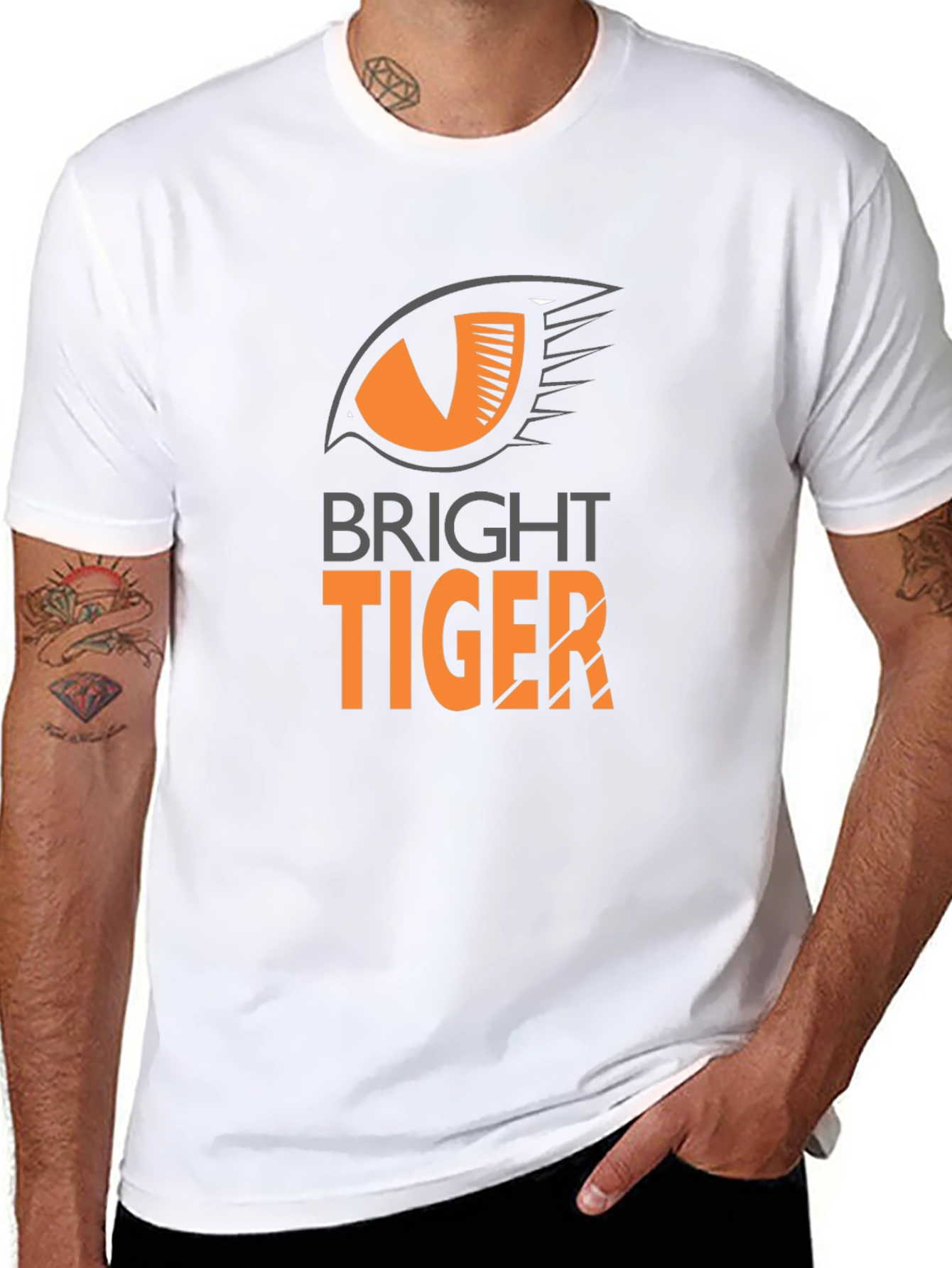 Bright Tiger Graphic Tee - Black Cotton Blend