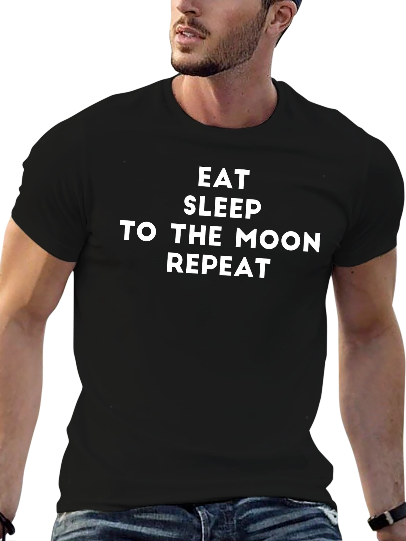 Eat Sleep To The Moon Repeat Black T-Shirt