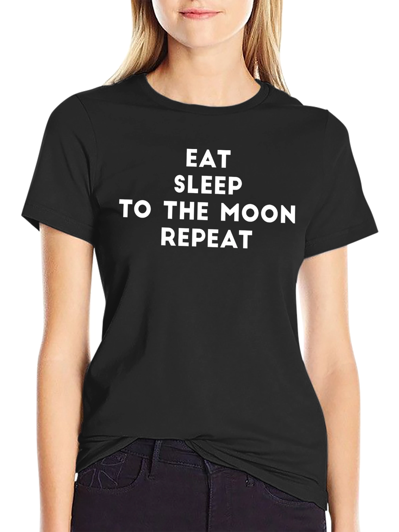 Eat Sleep To The Moon Repeat Black T-Shirt