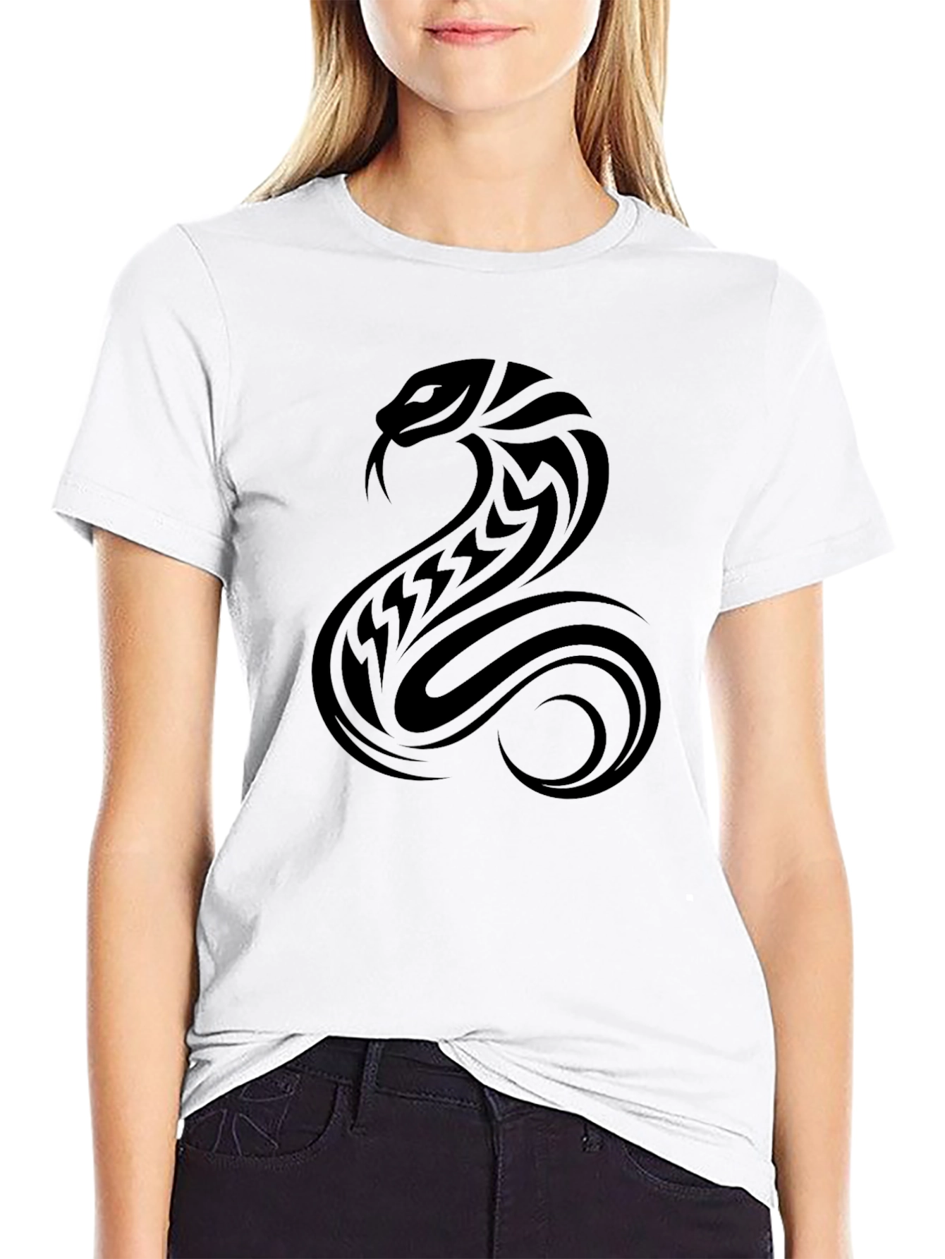 Tribal Cobra Graphic Tee - Black