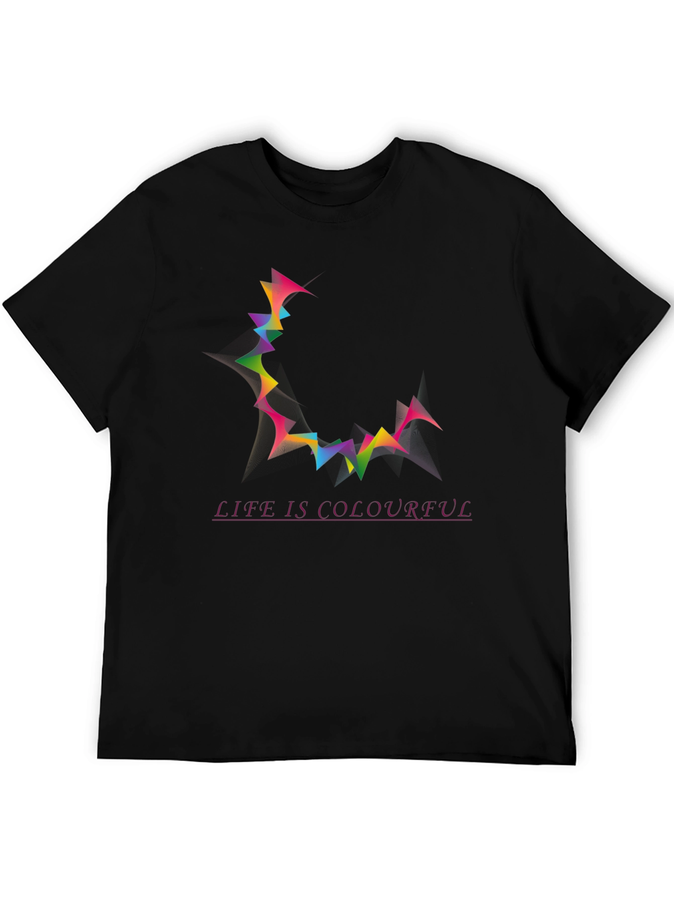 Life is Colourful Mens Black Graphic Tee
