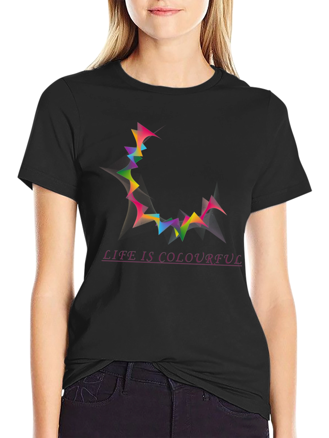 Life is Colourful Mens Black Graphic Tee