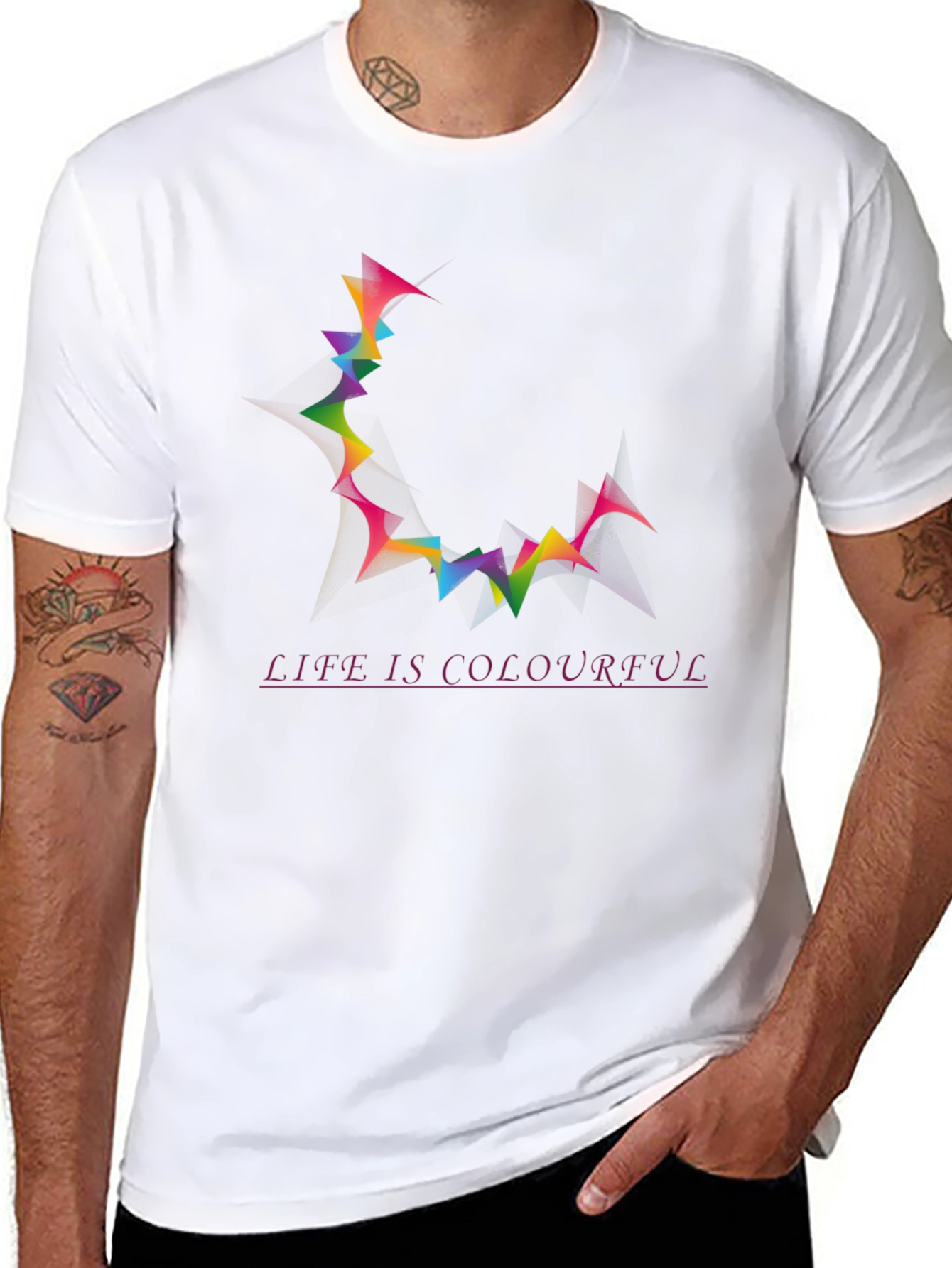 Life is Colourful Mens Black Graphic Tee