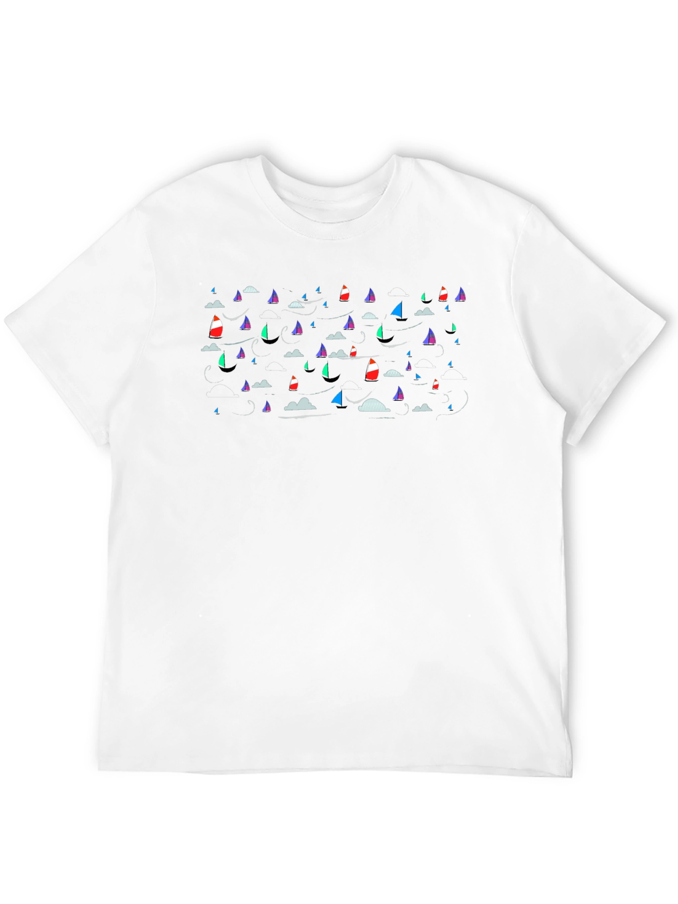 Sailboat Pattern Black T-Shirt