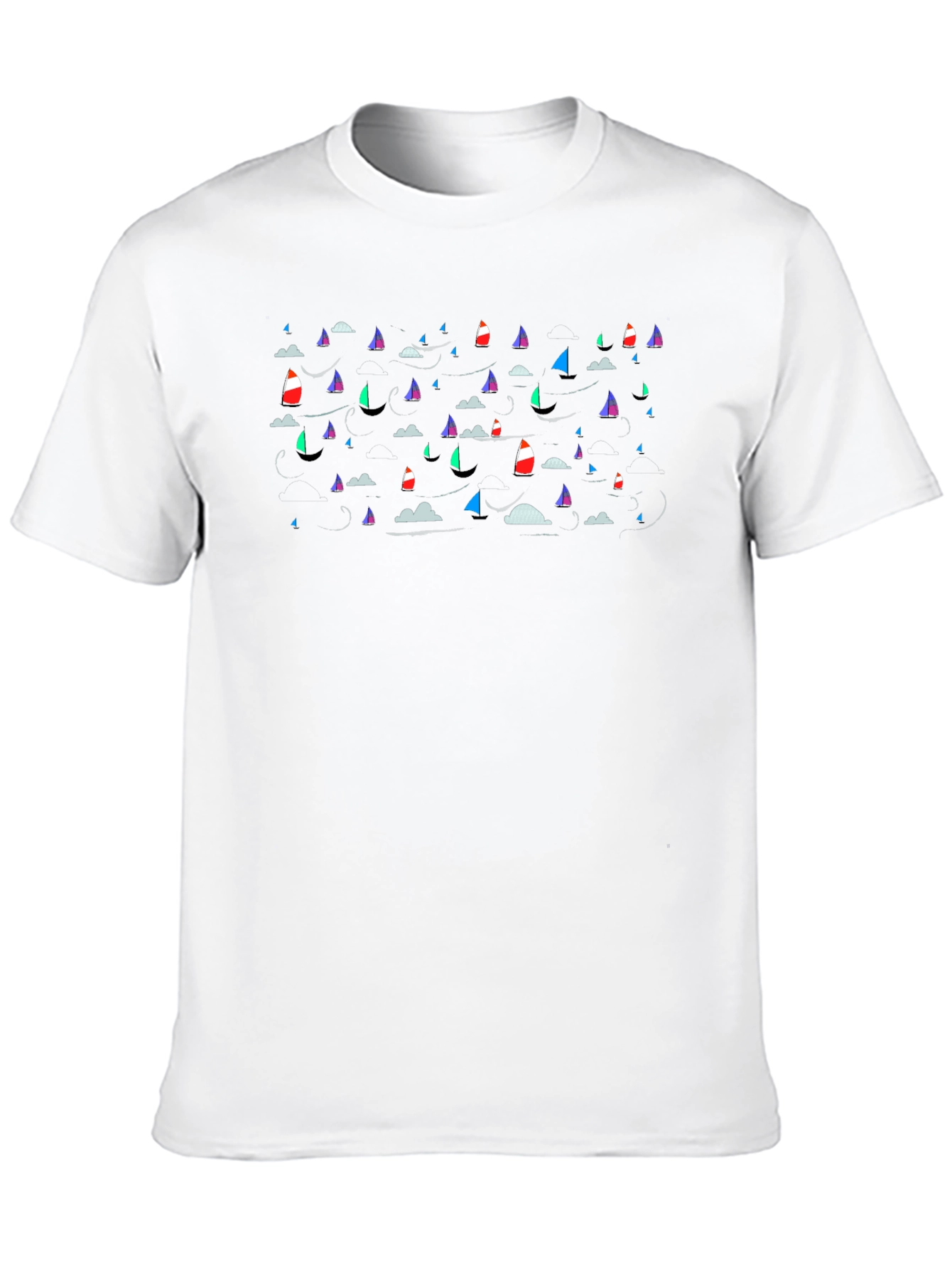 Sailboat Pattern Black T-Shirt