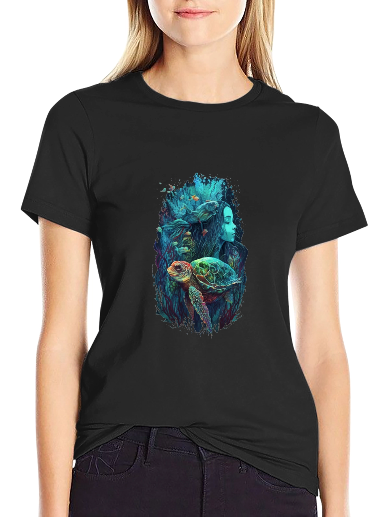 Ocean Dream T-Shirt - Turtle Mermaid Design