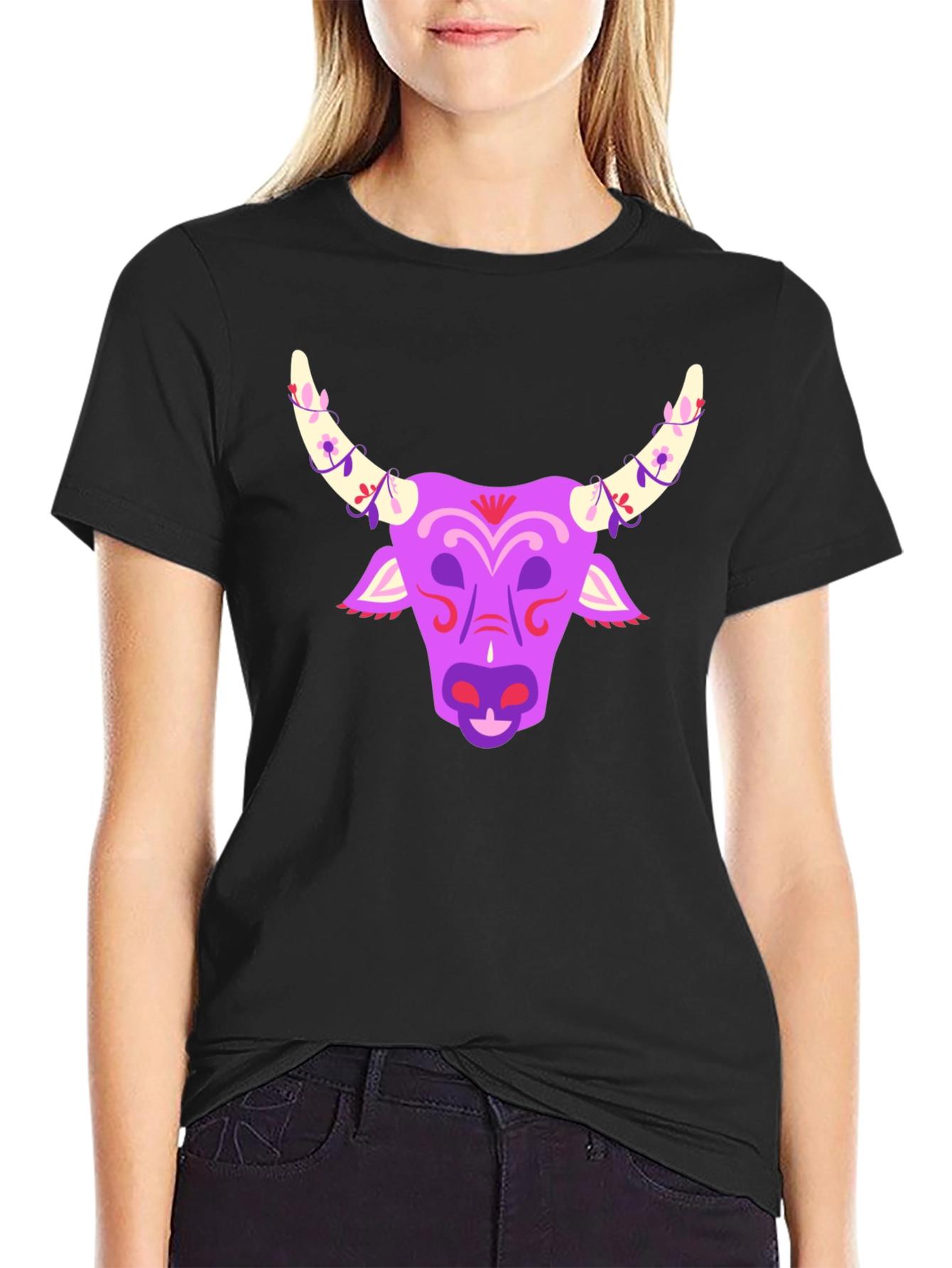 Bull Head Graphic Tee - Black