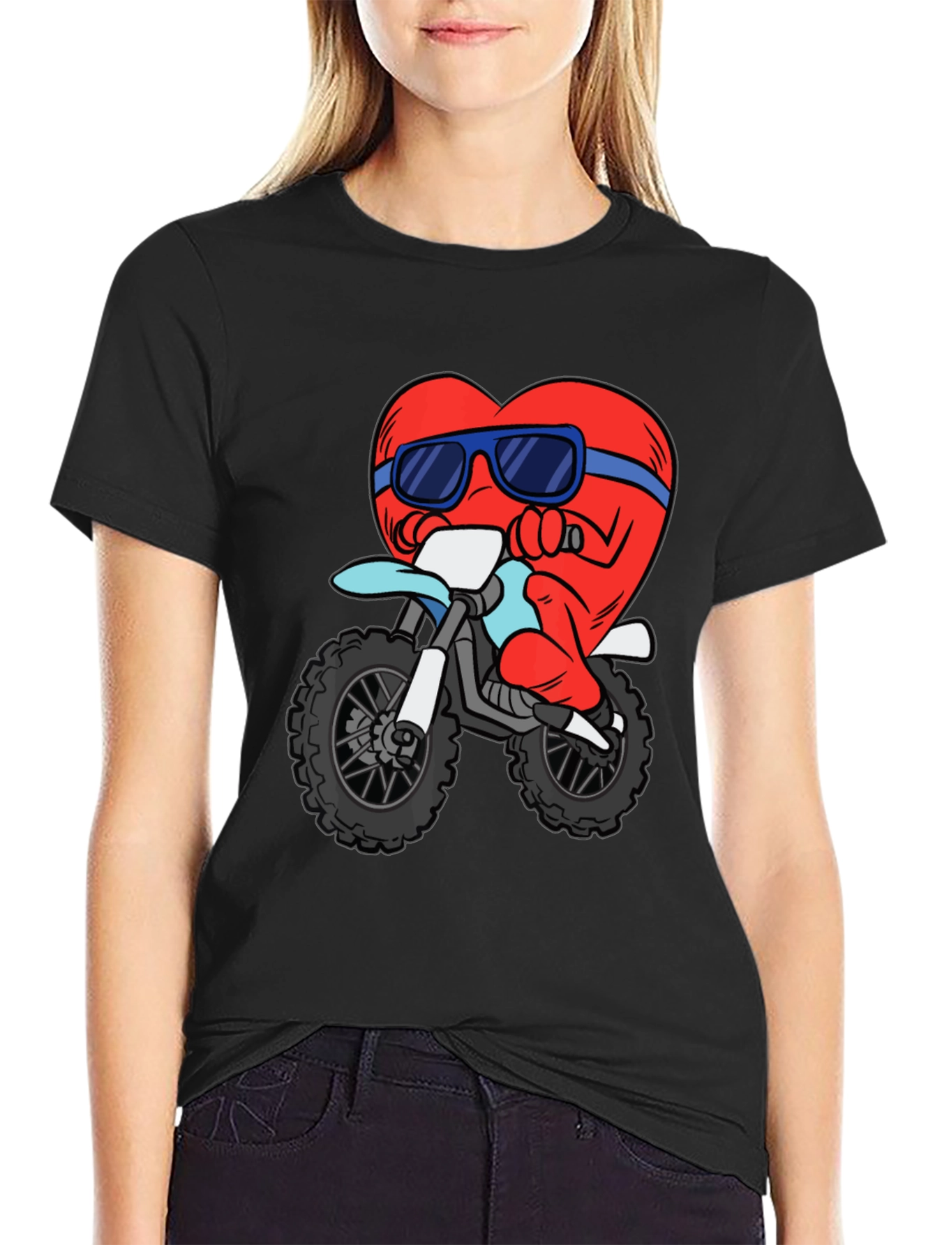 Heart Riding a Motorcycle Graphic T-Shirt