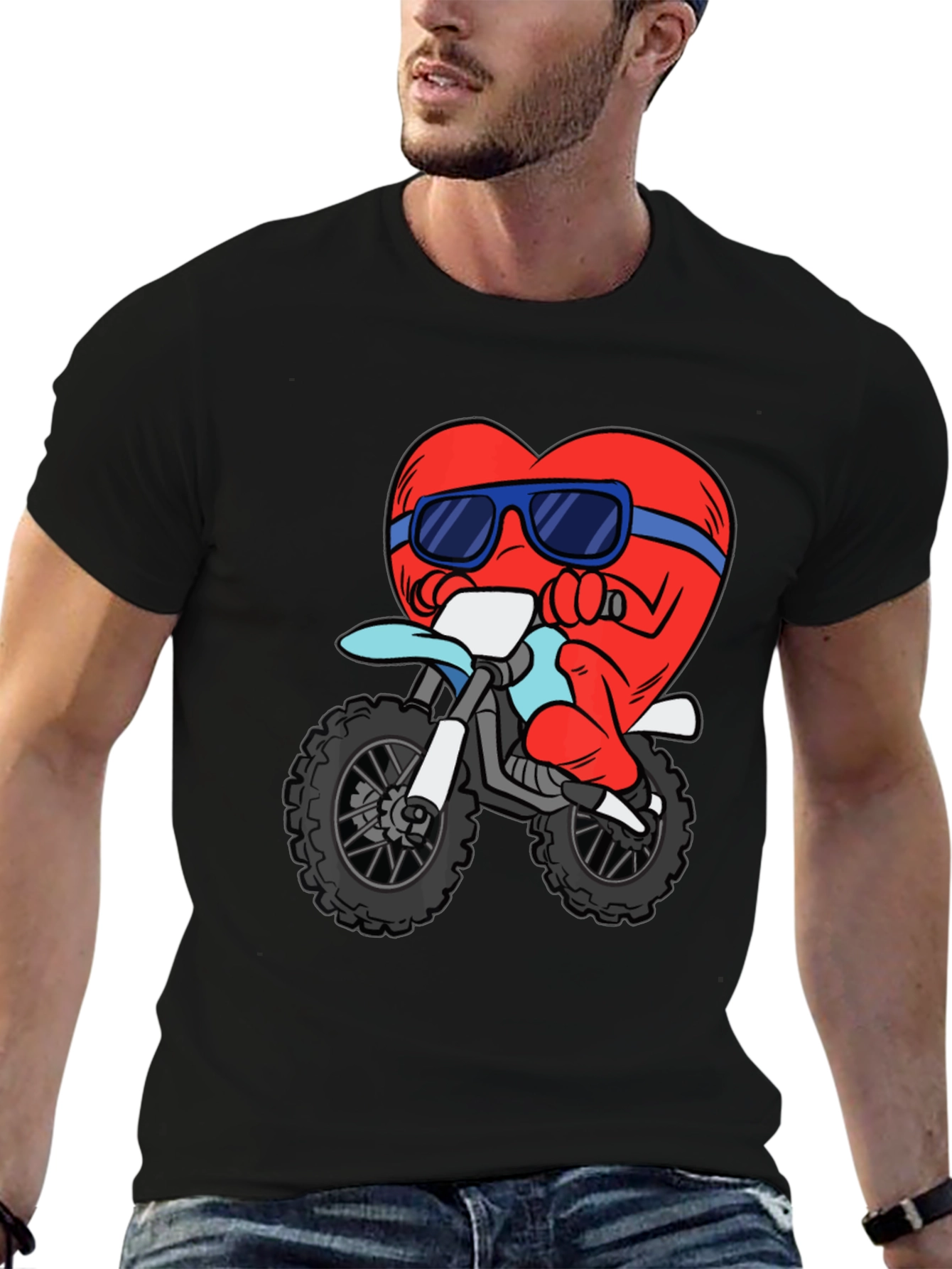 Heart Riding a Motorcycle Graphic T-Shirt
