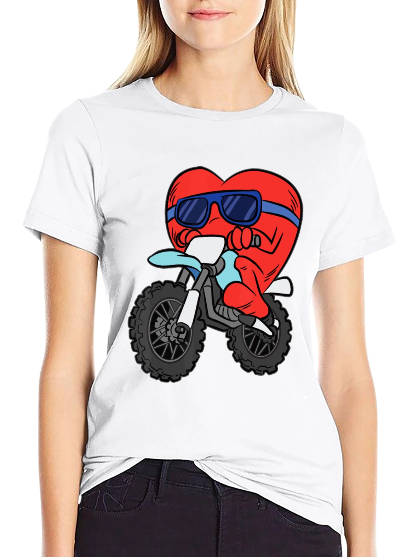 Heart Riding a Motorcycle Graphic T-Shirt