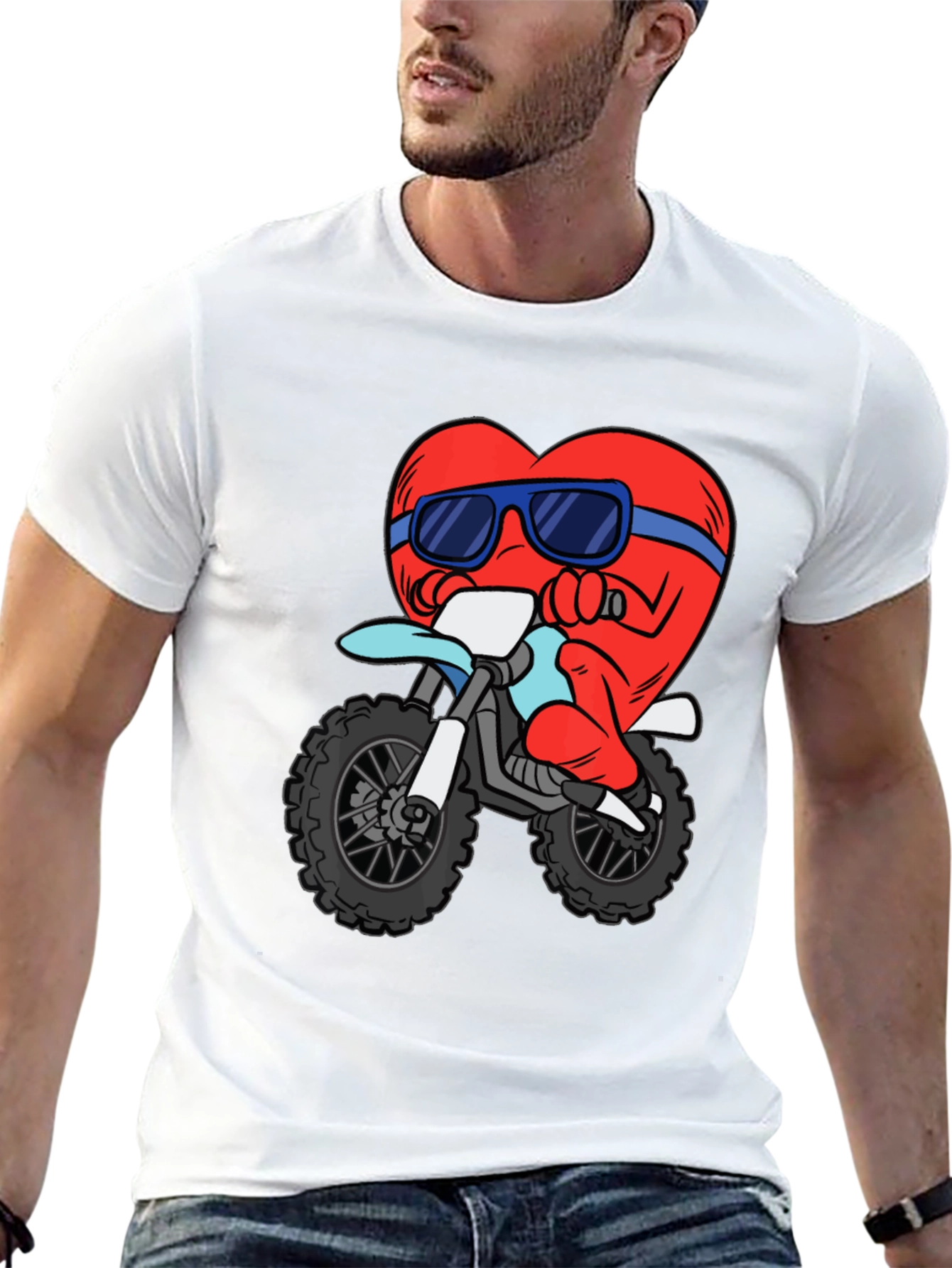 Heart Riding a Motorcycle Graphic T-Shirt