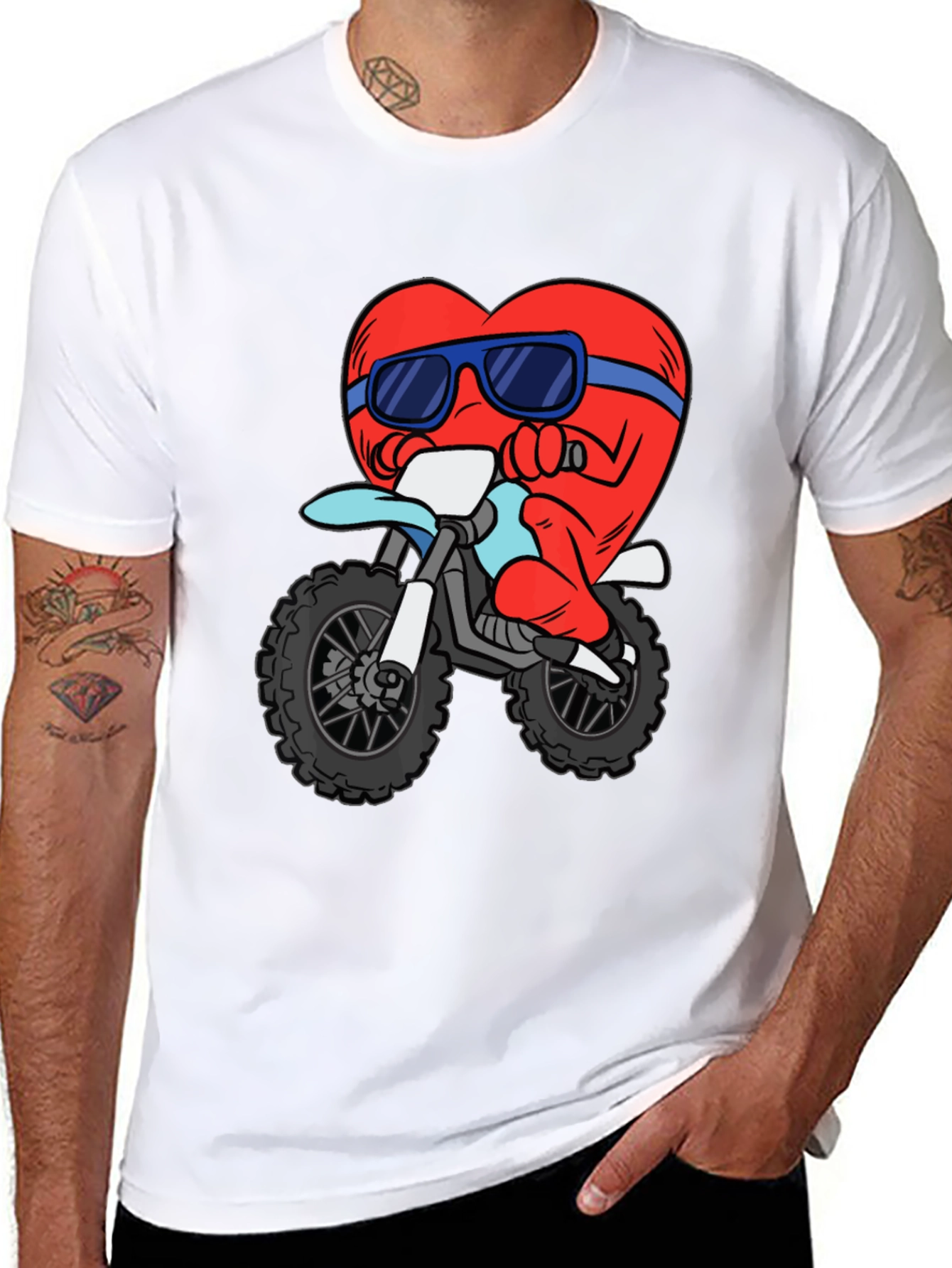 Heart Riding a Motorcycle Graphic T-Shirt