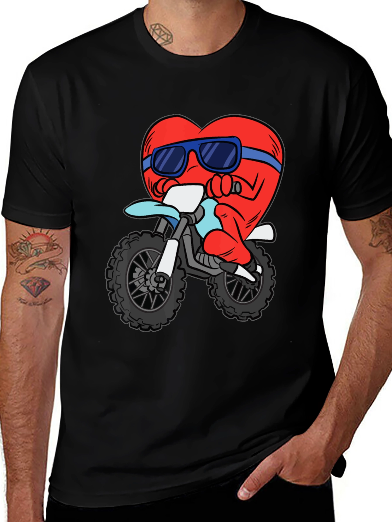 Heart Riding a Motorcycle Graphic T-Shirt