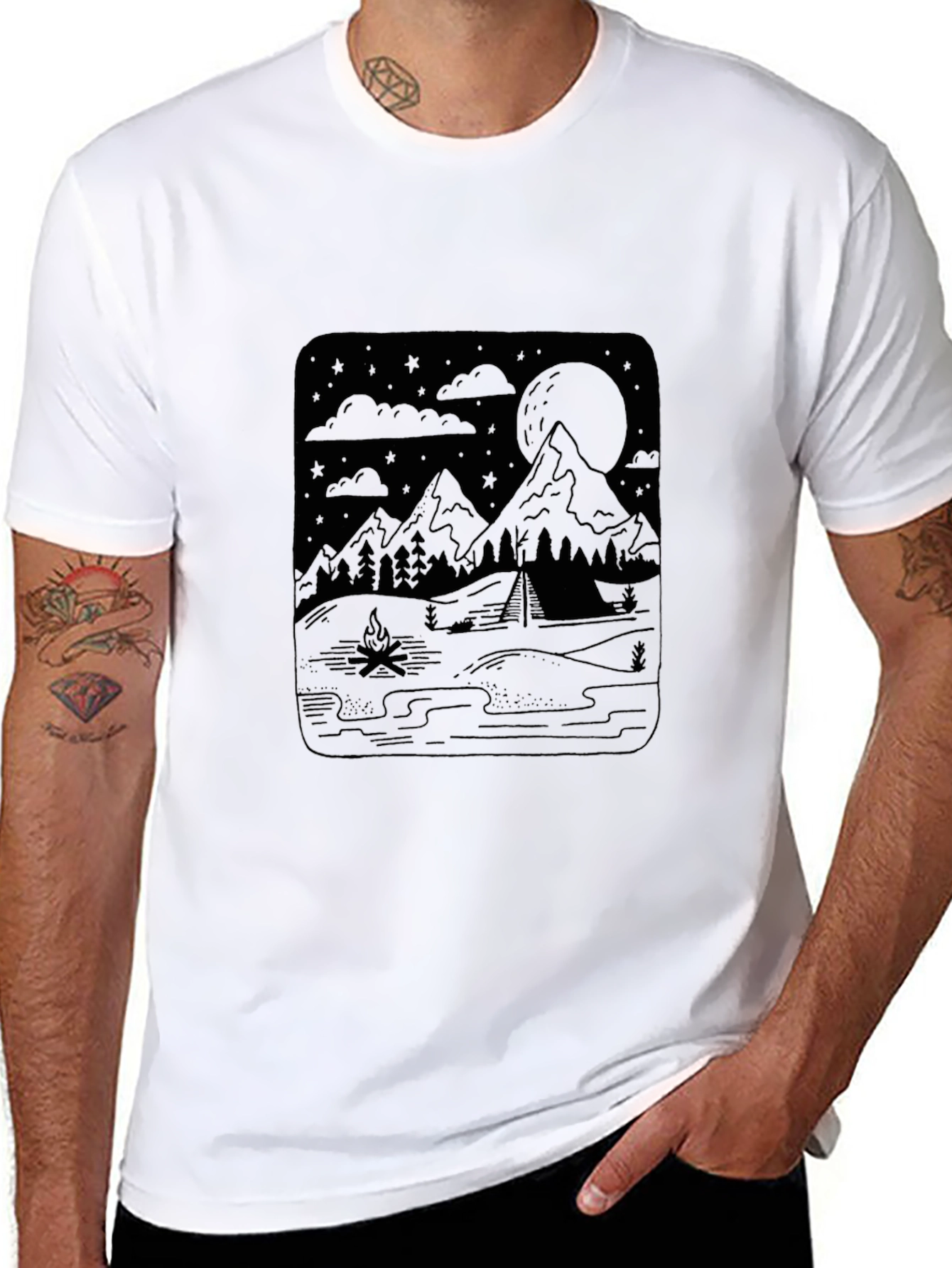 Mens Graphic Tee - Camping Under the Stars