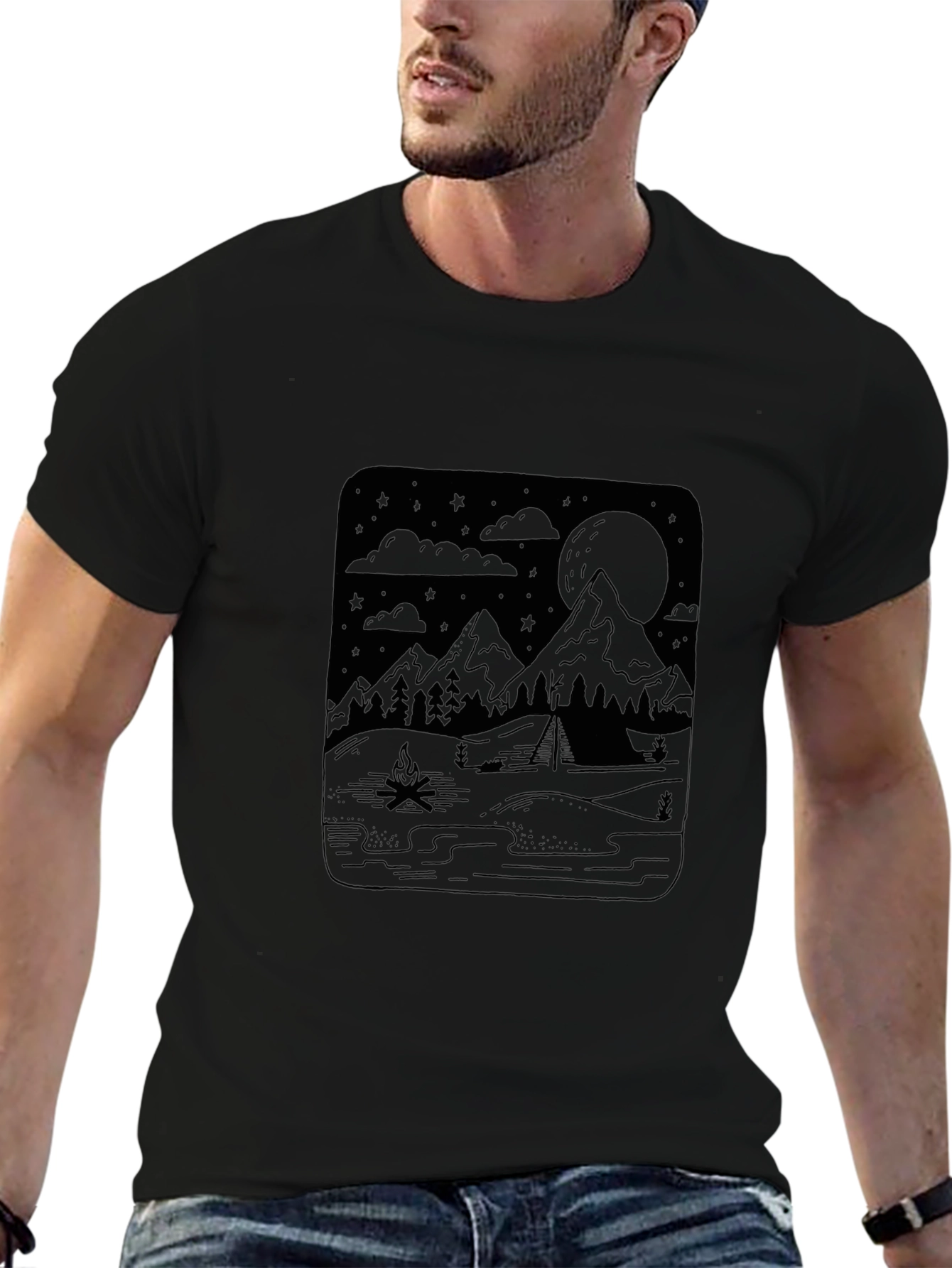 Mens Graphic Tee - Camping Under the Stars