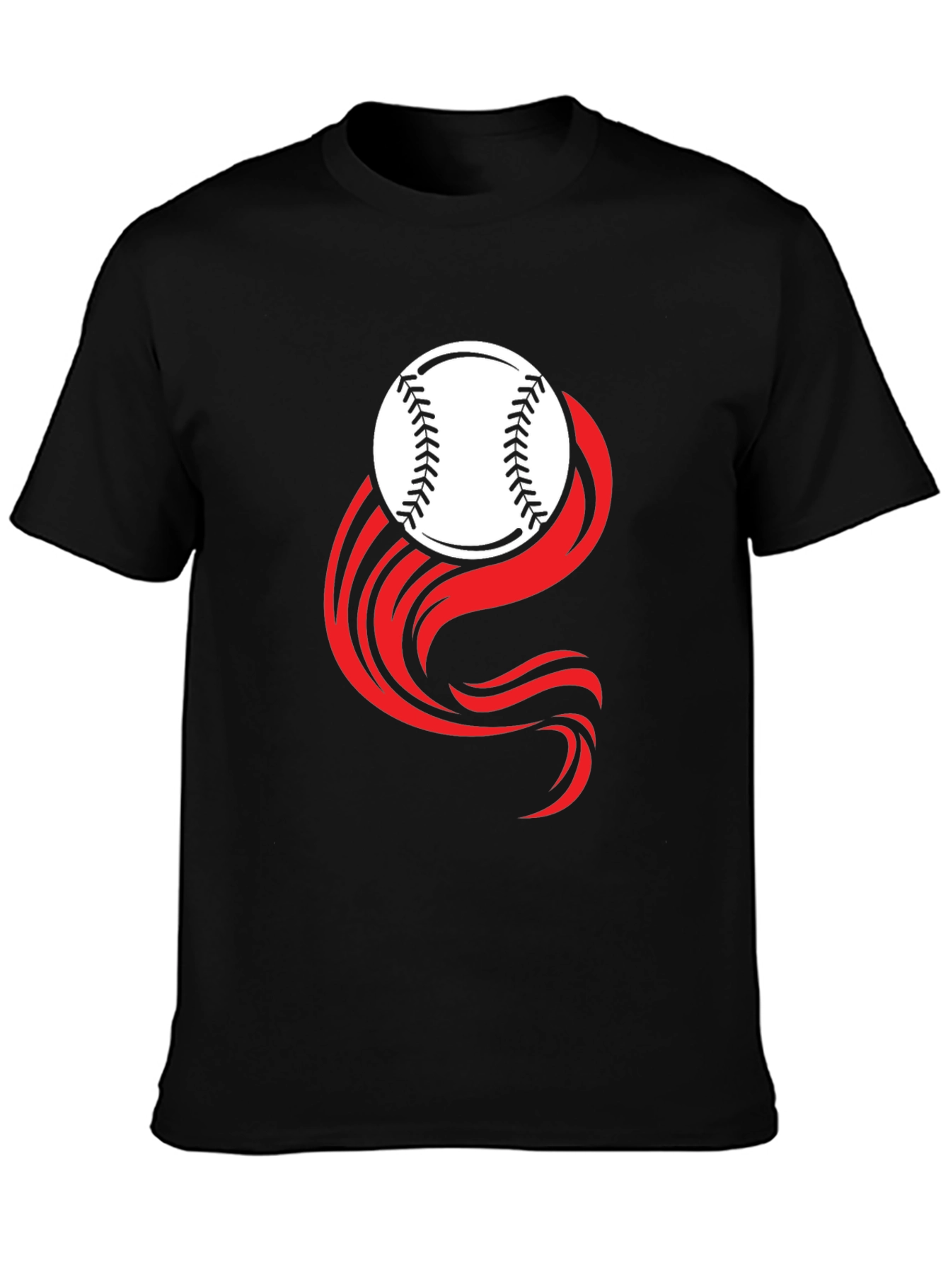 Baseball Graphic Tee - Black Cotton Blend