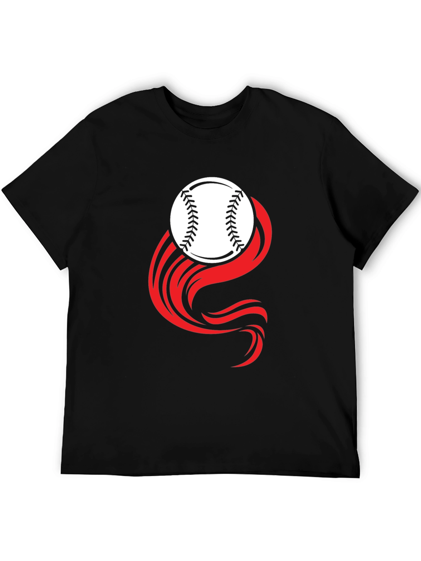Baseball Graphic Tee - Black Cotton Blend