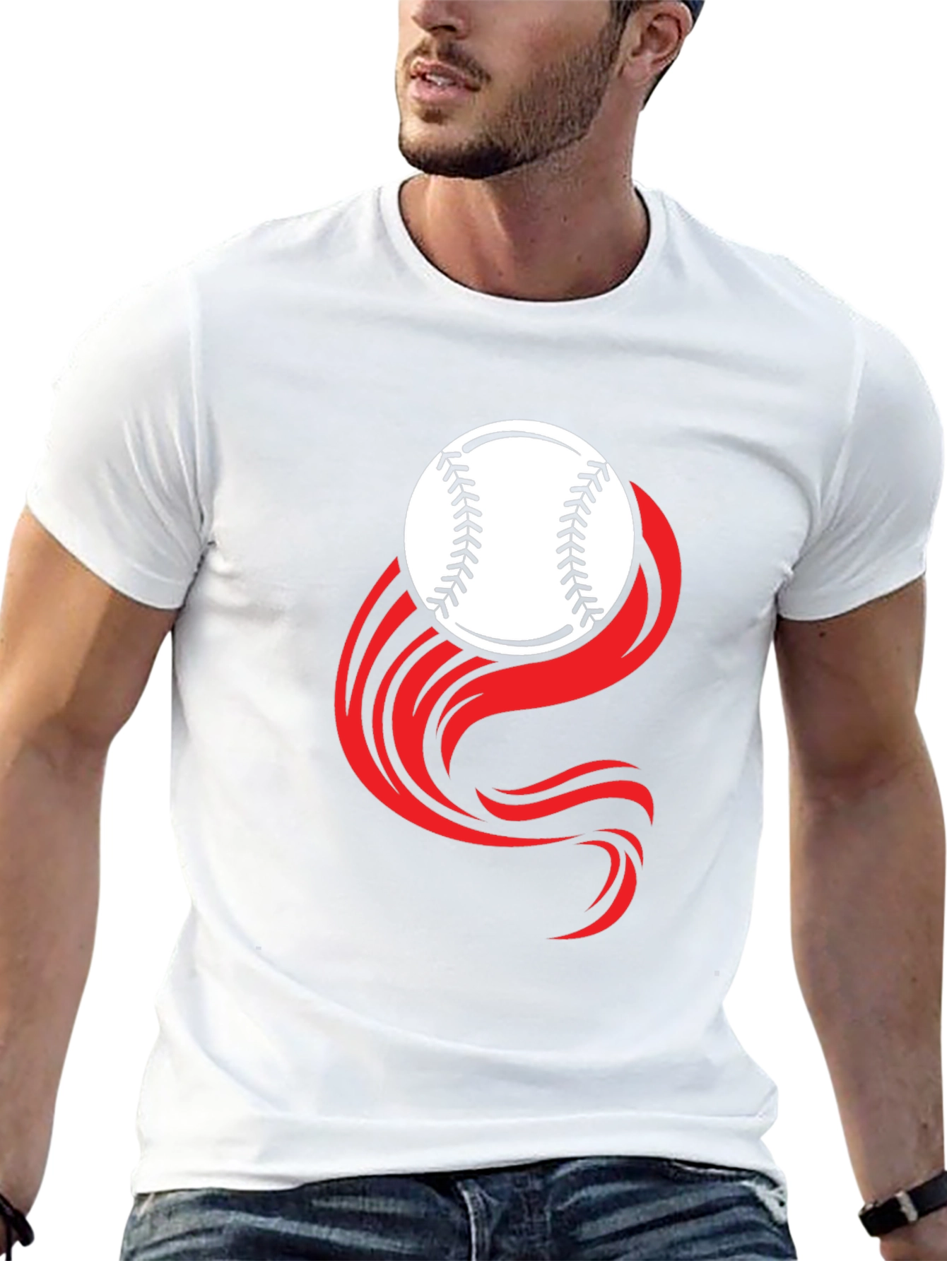 Baseball Graphic Tee - Black Cotton Blend