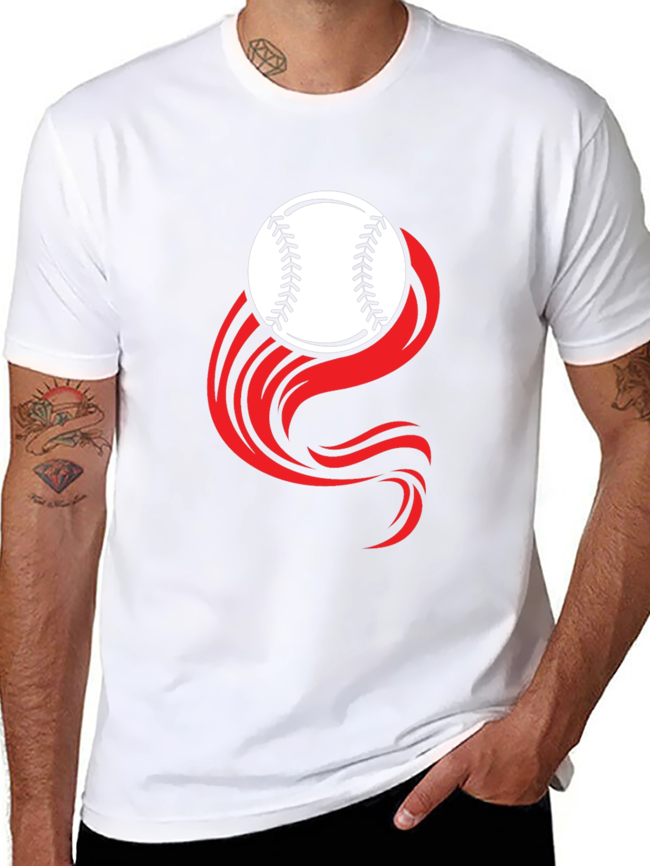 Baseball Graphic Tee - Black Cotton Blend