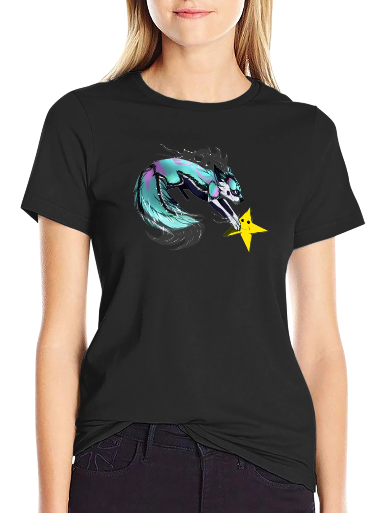 Funky Fox Graphic T-Shirt - Black Cotton Tee