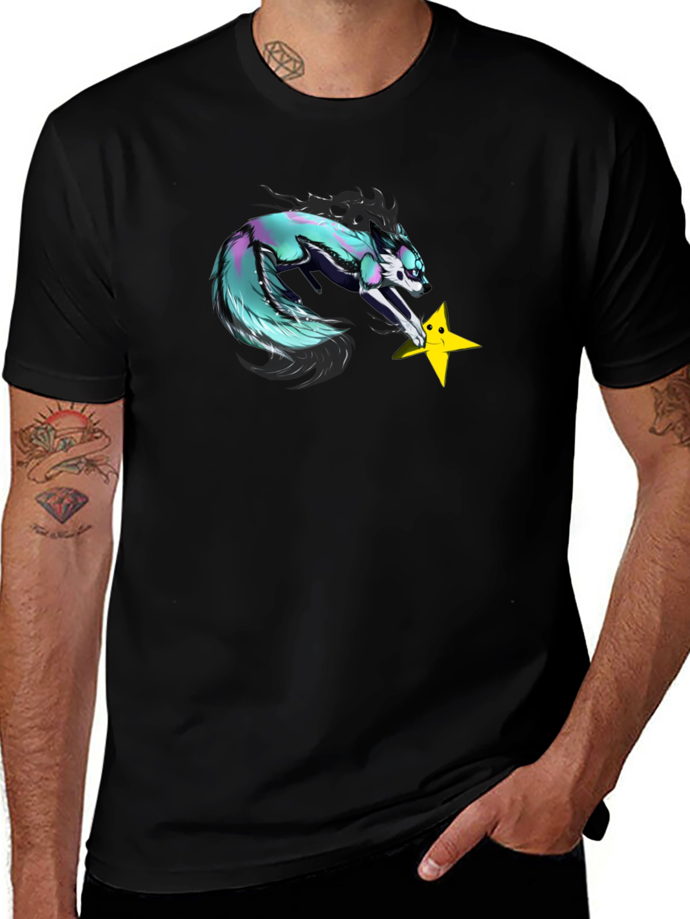 Funky Fox Graphic T-Shirt - Black Cotton Tee