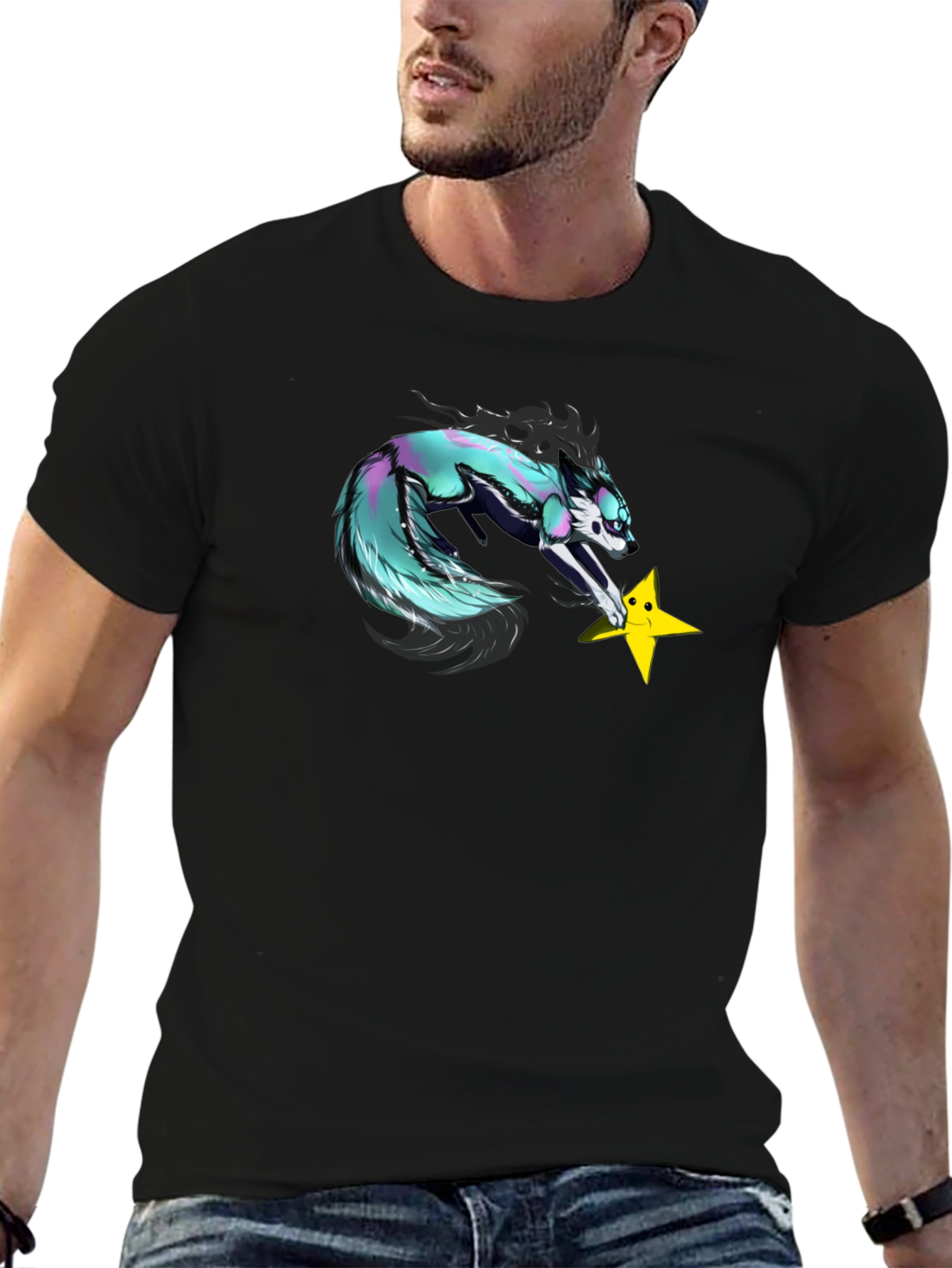 Funky Fox Graphic T-Shirt - Black Cotton Tee