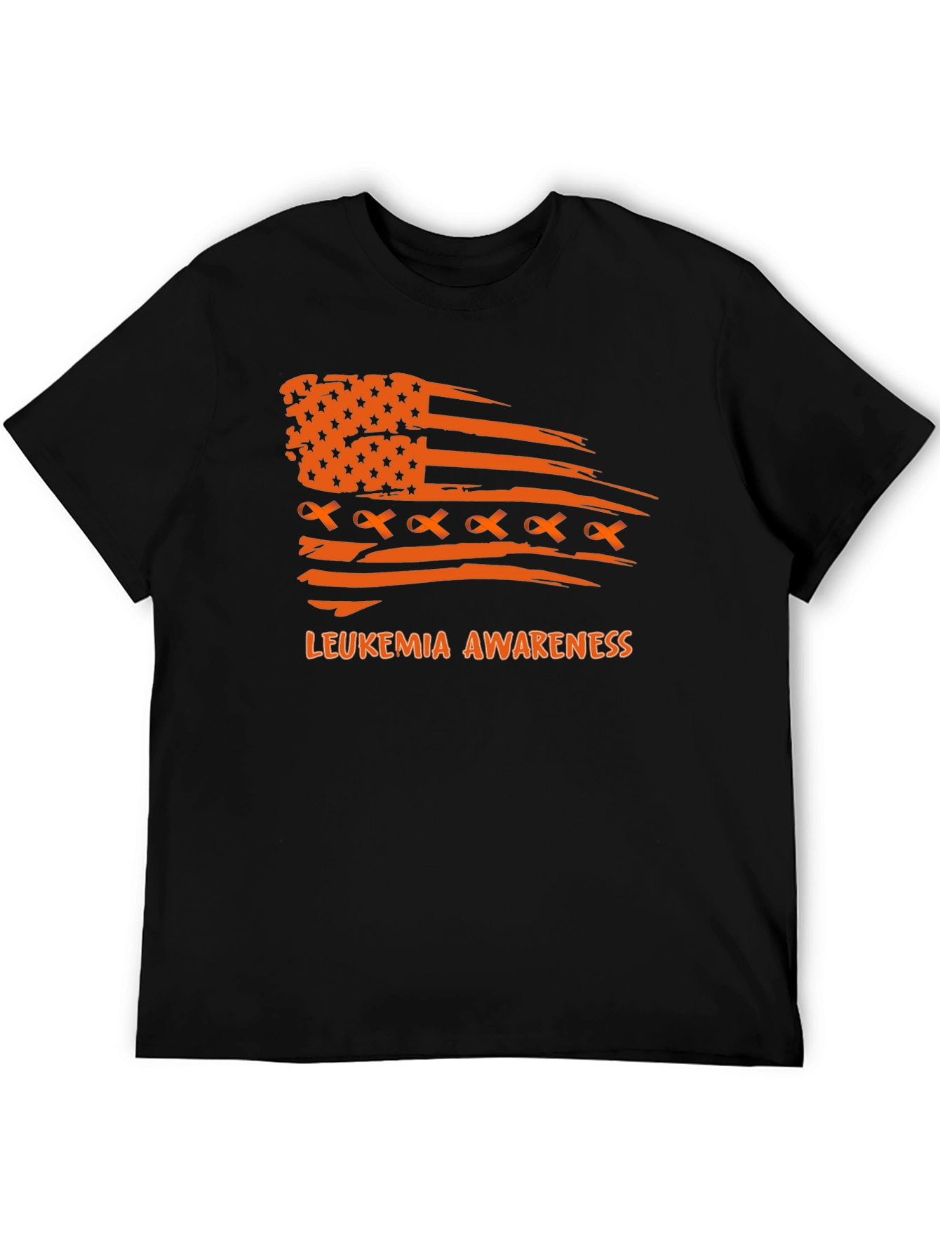Leukemia Awareness T-Shirt Ribbon American Flag