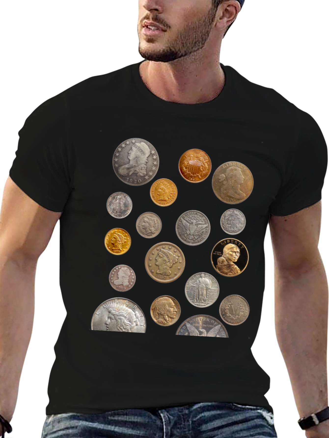 Unique Coin Collection Graphic T-Shirt