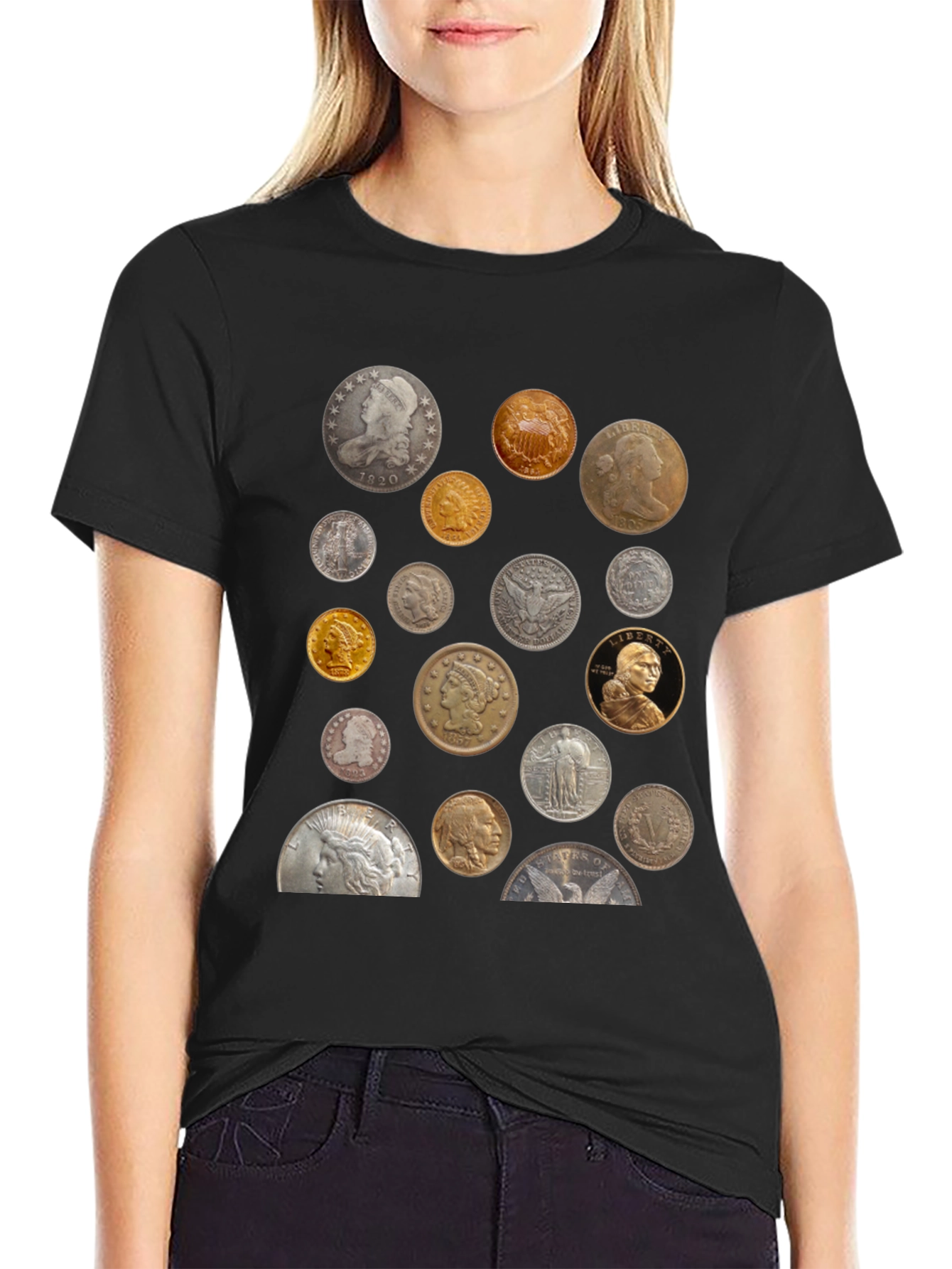 Unique Coin Collection Graphic T-Shirt