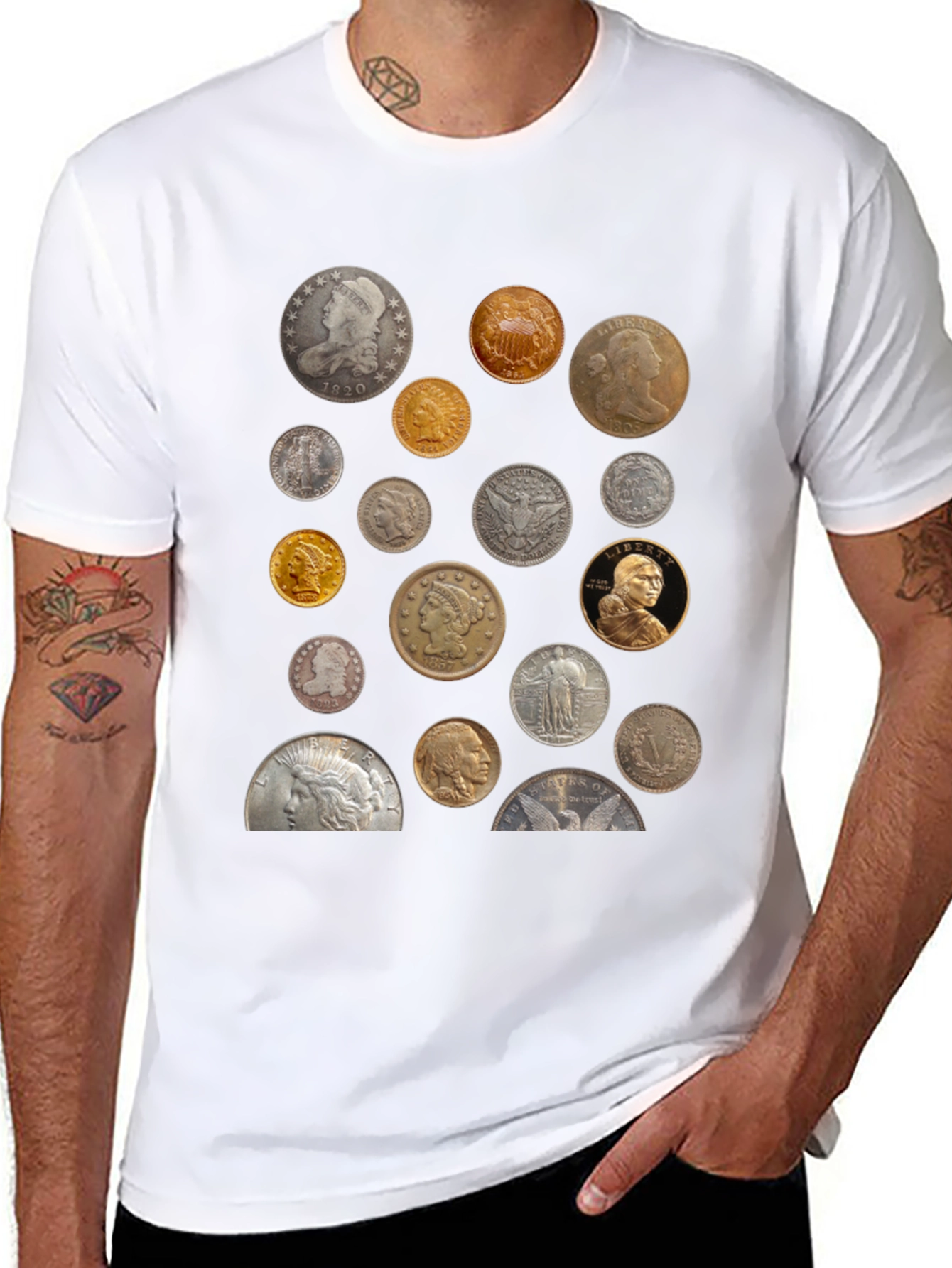 Unique Coin Collection Graphic T-Shirt