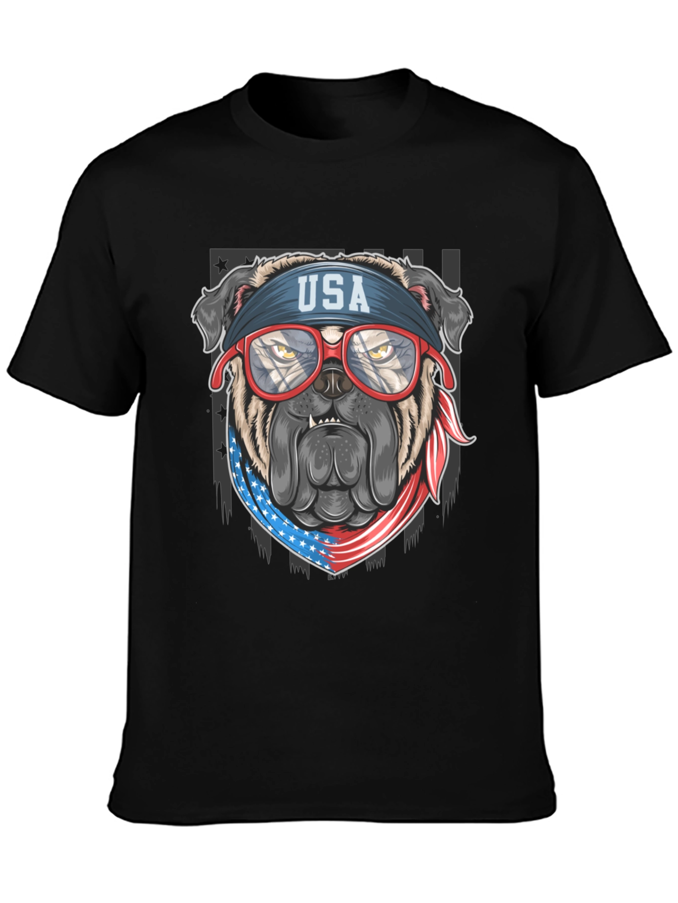 Patriotic Bulldog USA Flag T-Shirt