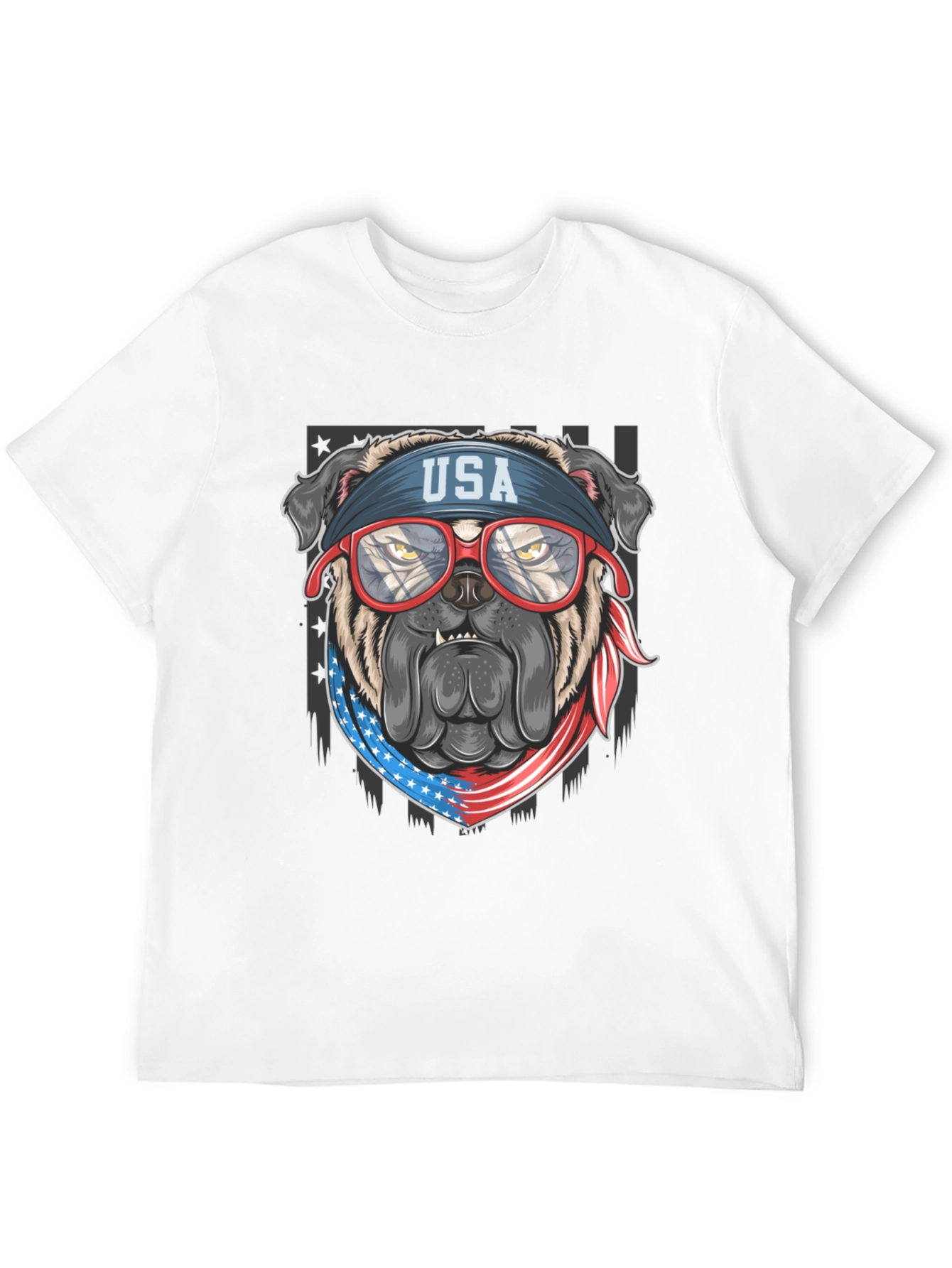 Patriotic Bulldog USA Flag T-Shirt
