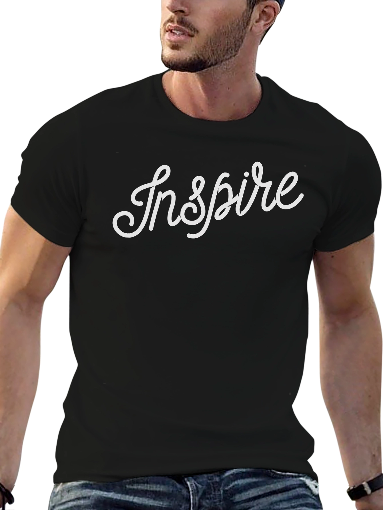 Inspire Graphic Tee - Stylish Black T-Shirt