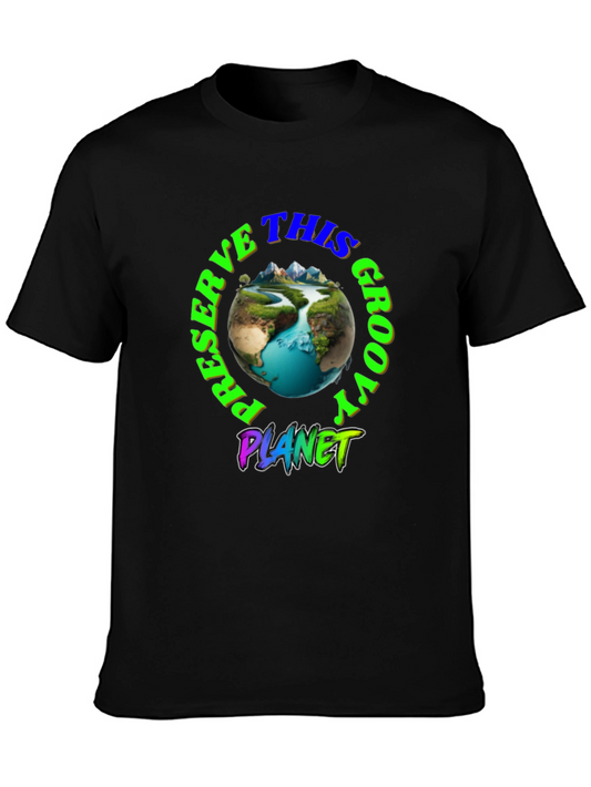 Preserve This Groovy Planet Black Graphic T-Shirt