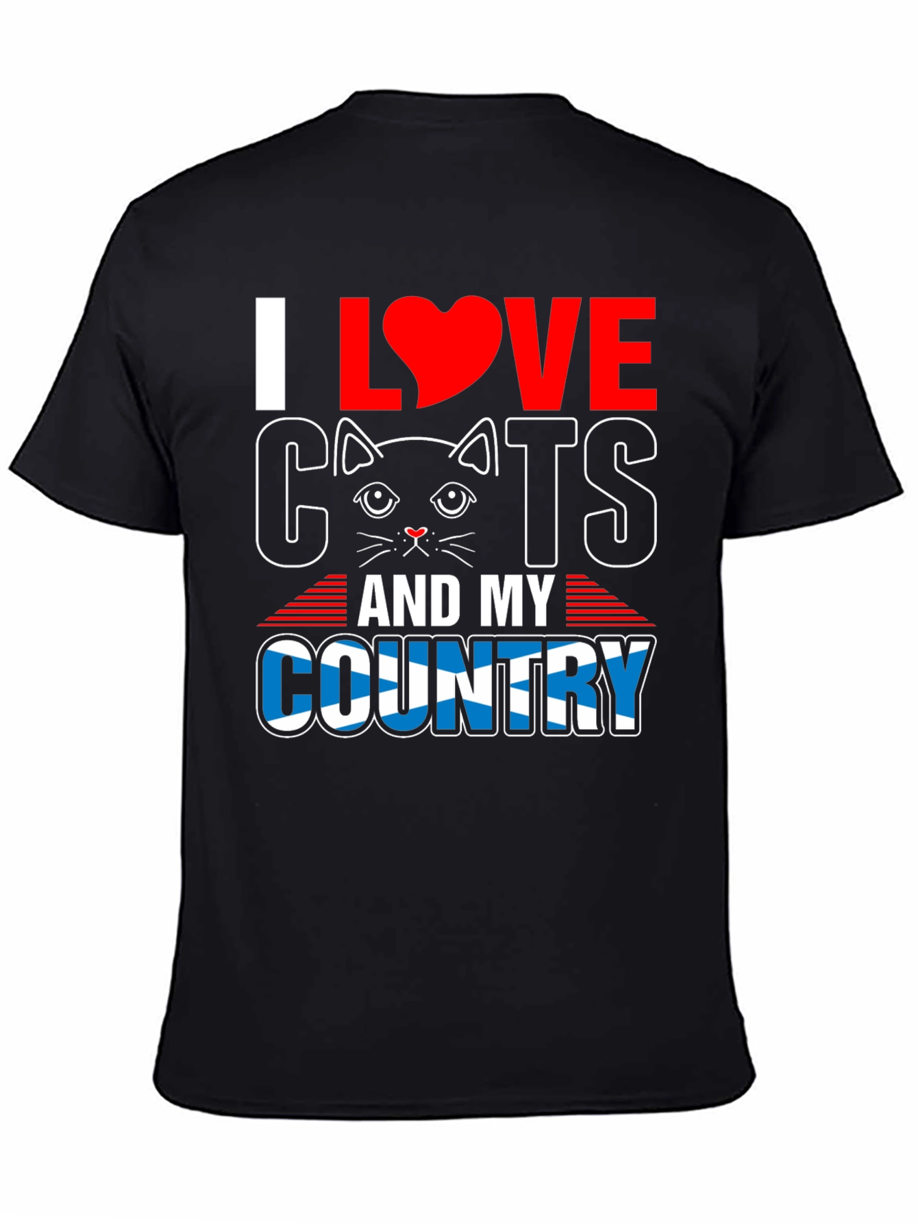 I Love Cats & My Country T-Shirt - Black